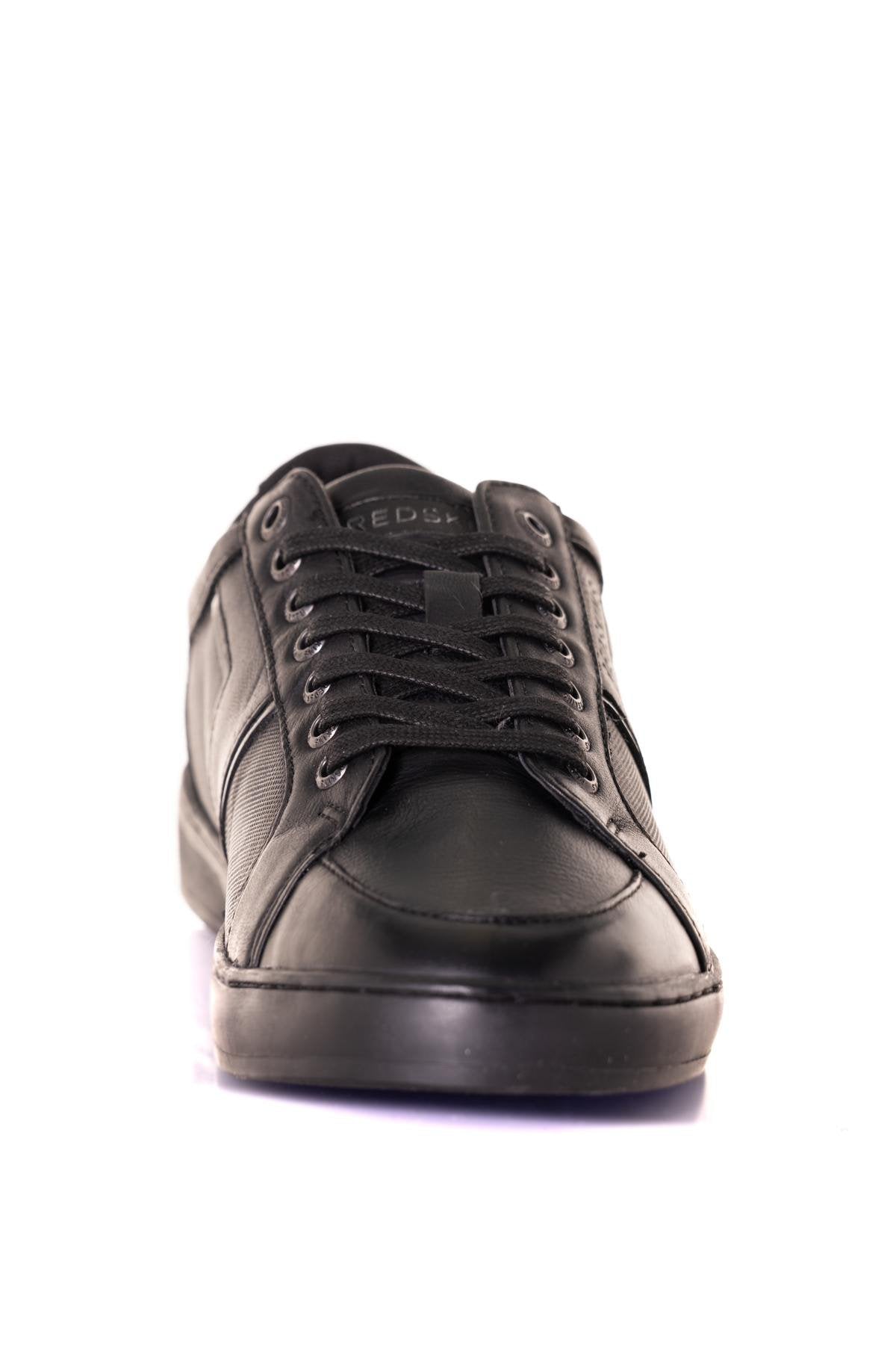 Plain black leather sneakers - Image n°5