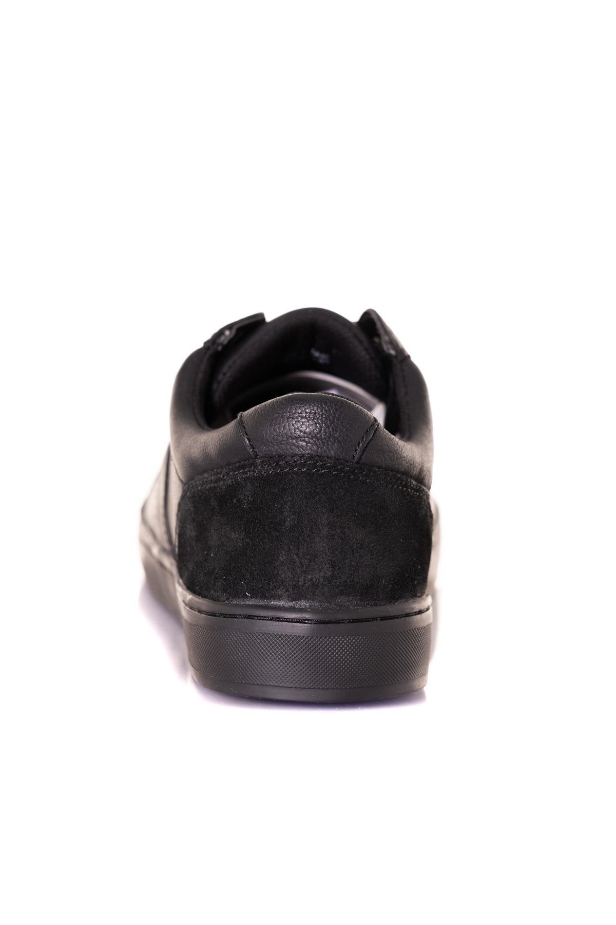 Plain black leather sneakers - Image n°6