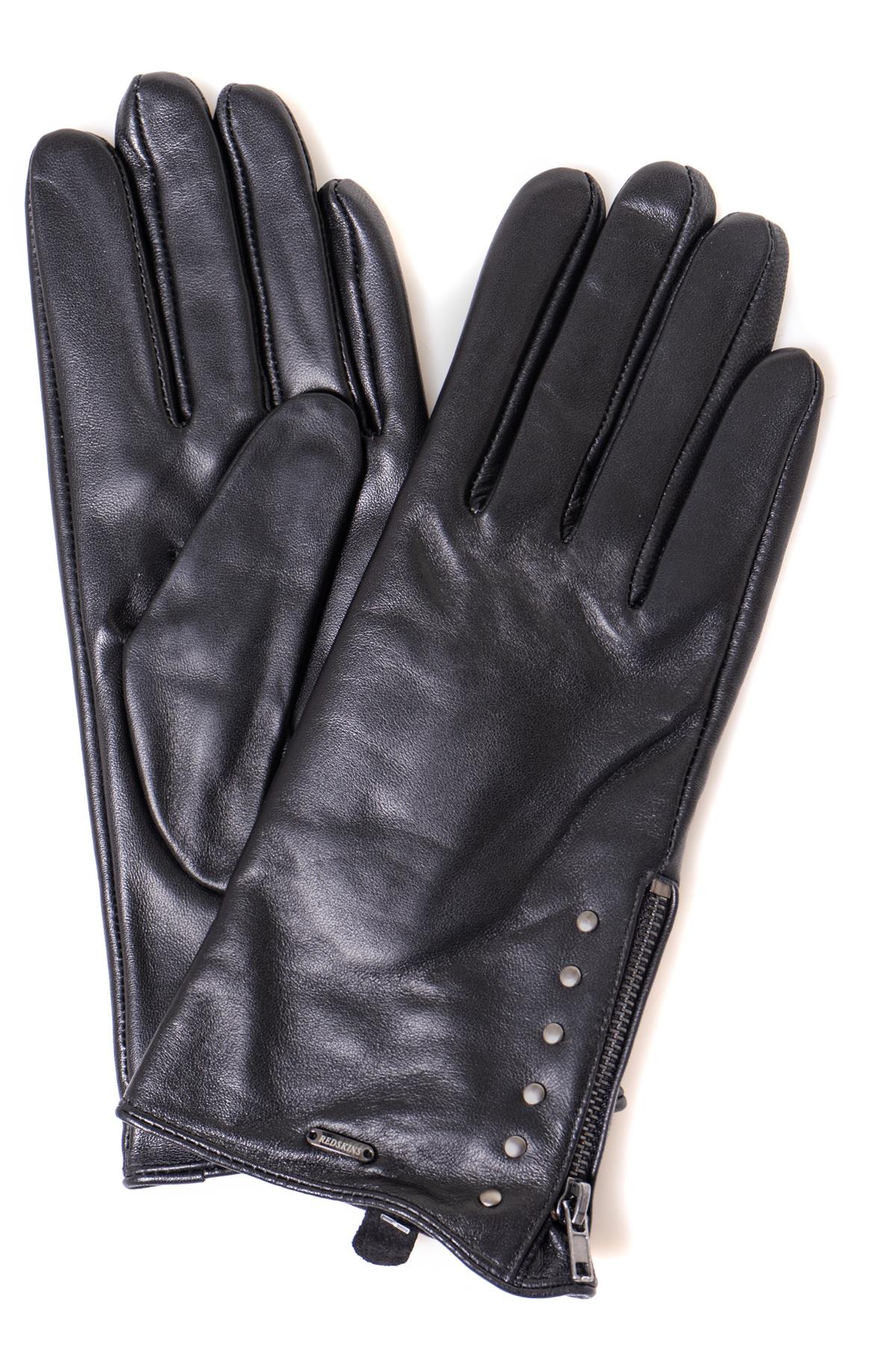 Black leather gloves for women - Image n°1