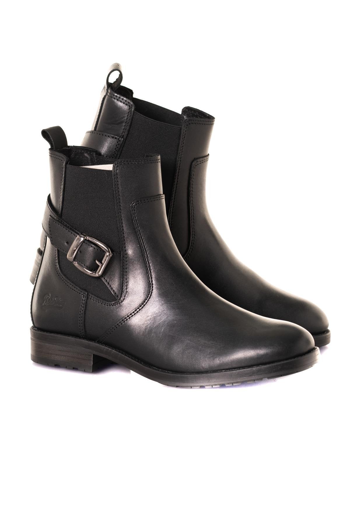 Black leather ankle boots for women - Image n°1