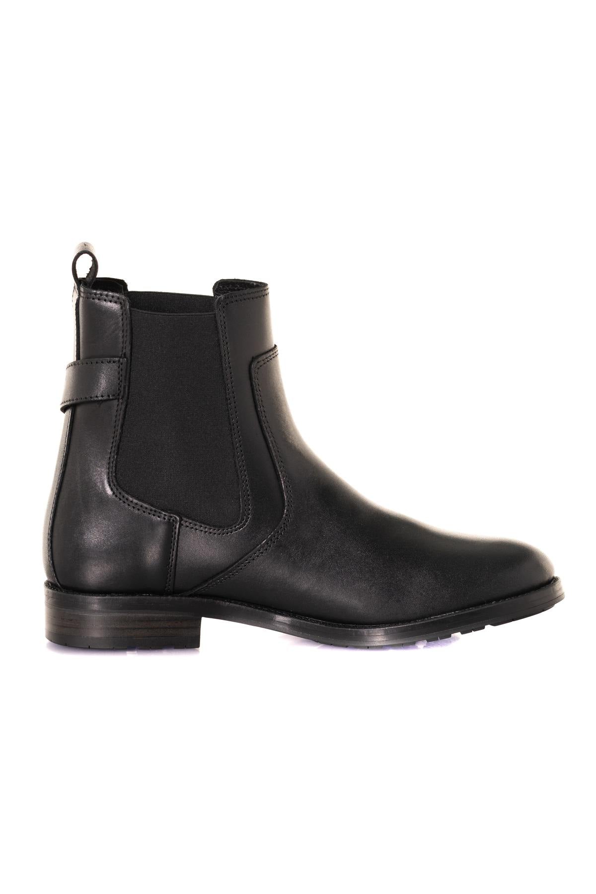 Black leather ankle boots for women - Image n°2