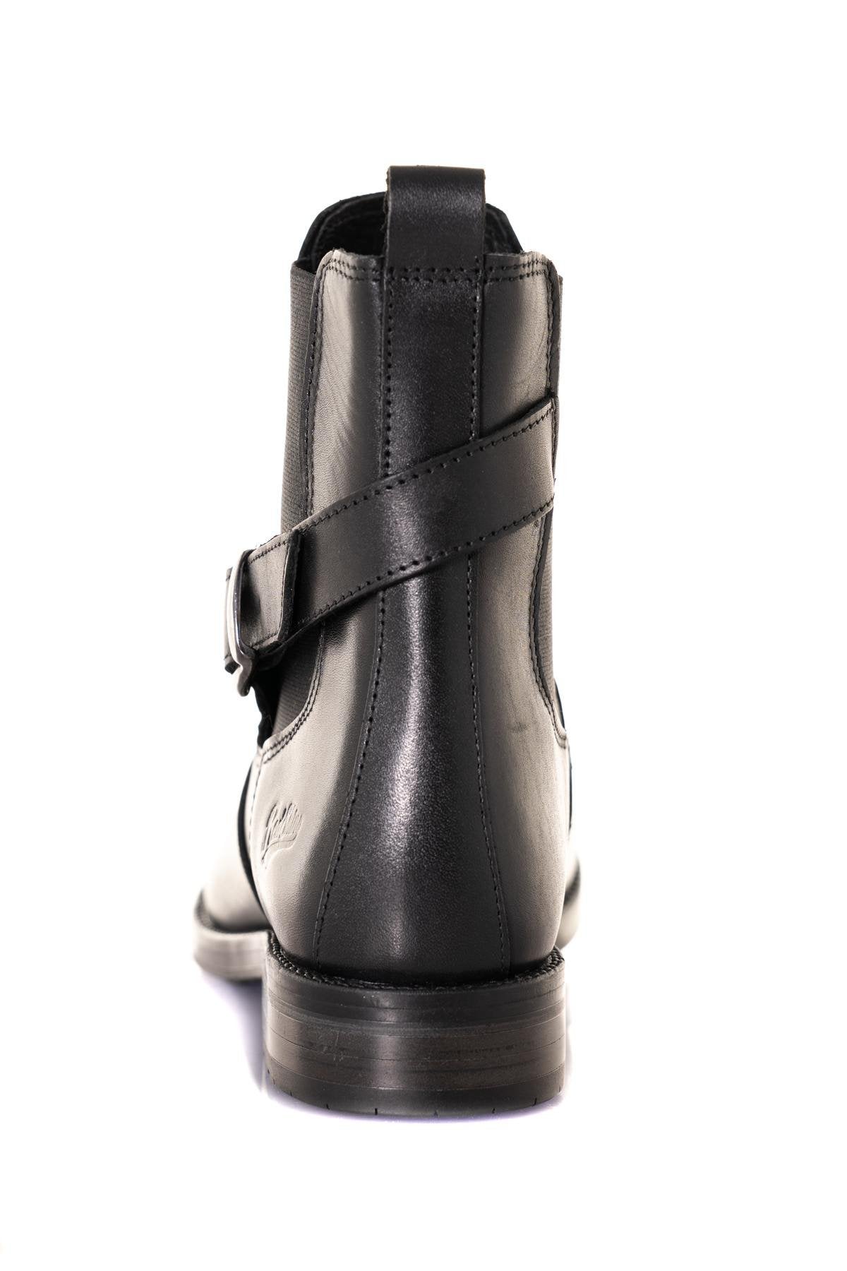 Black leather ankle boots for women - Image n°6