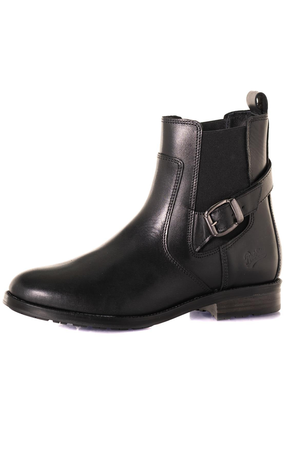 Black leather ankle boots for women - Image n°7