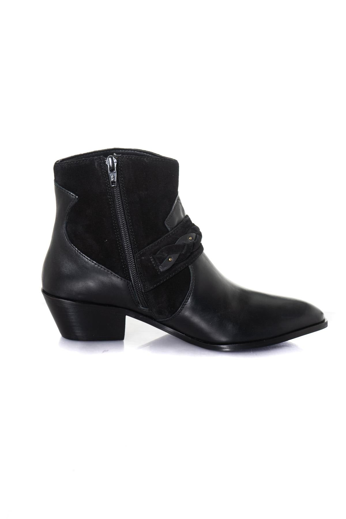 Black bi-material cowboy boots - Image n°2