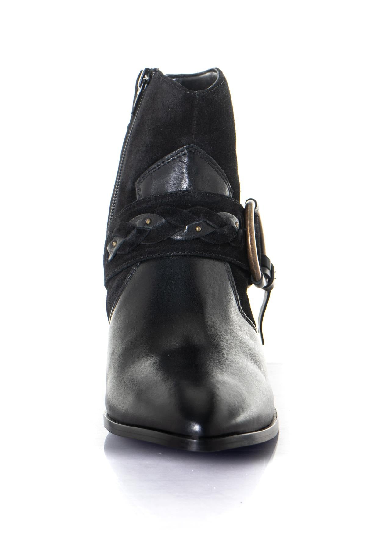 Black bi-material cowboy boots - Image n°4