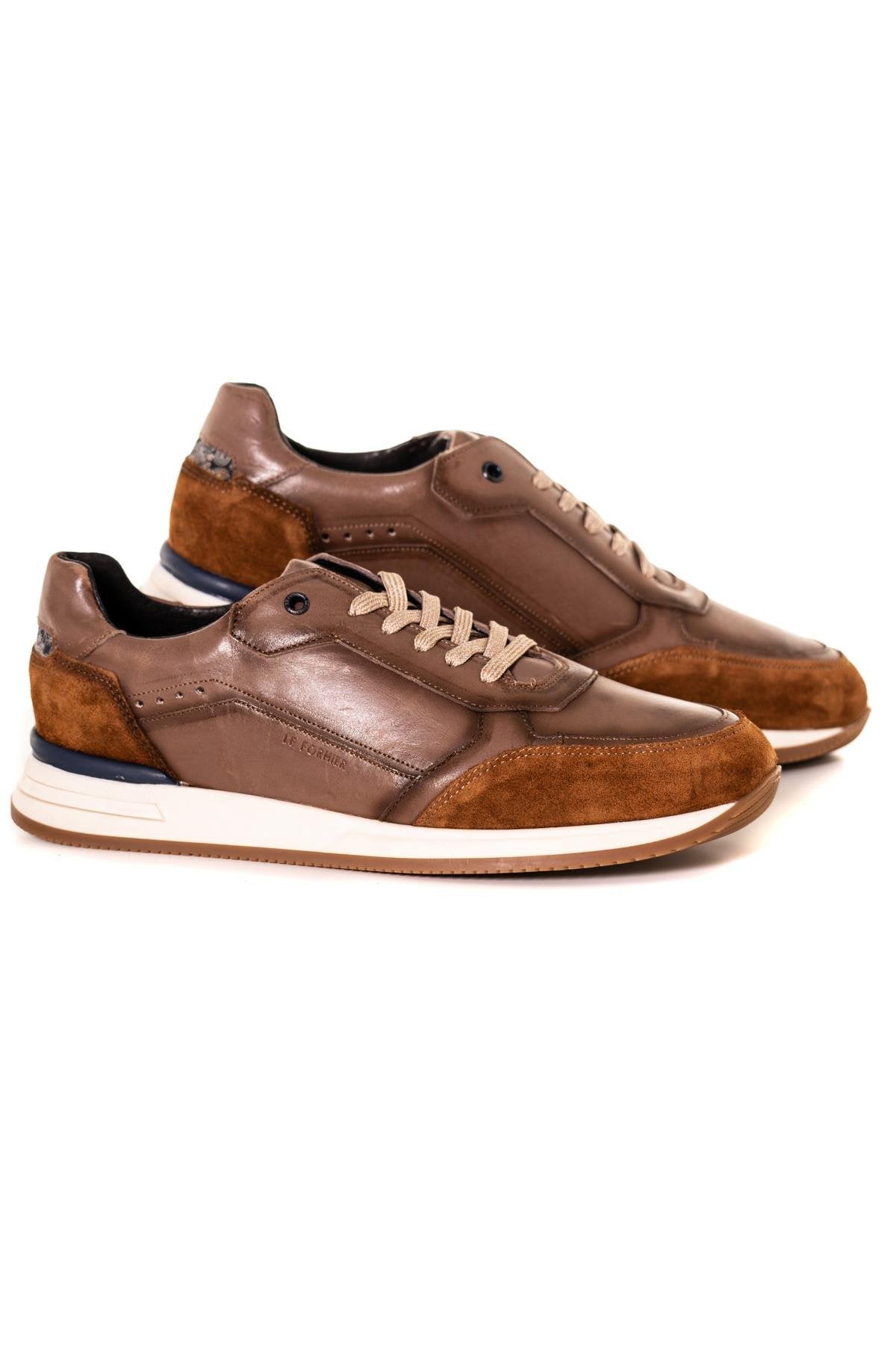 Bi-material leather sneakers - Image n°1