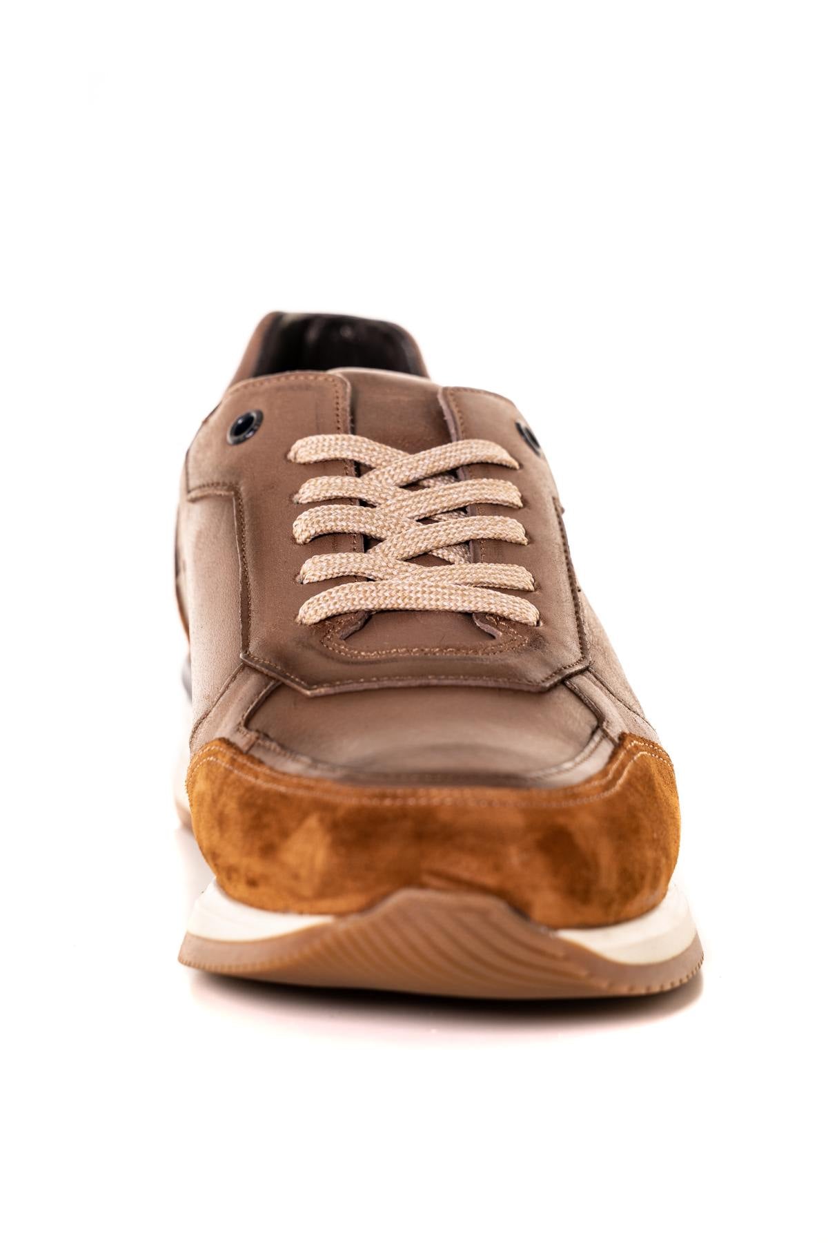 Bi-material leather sneakers - Image n°5