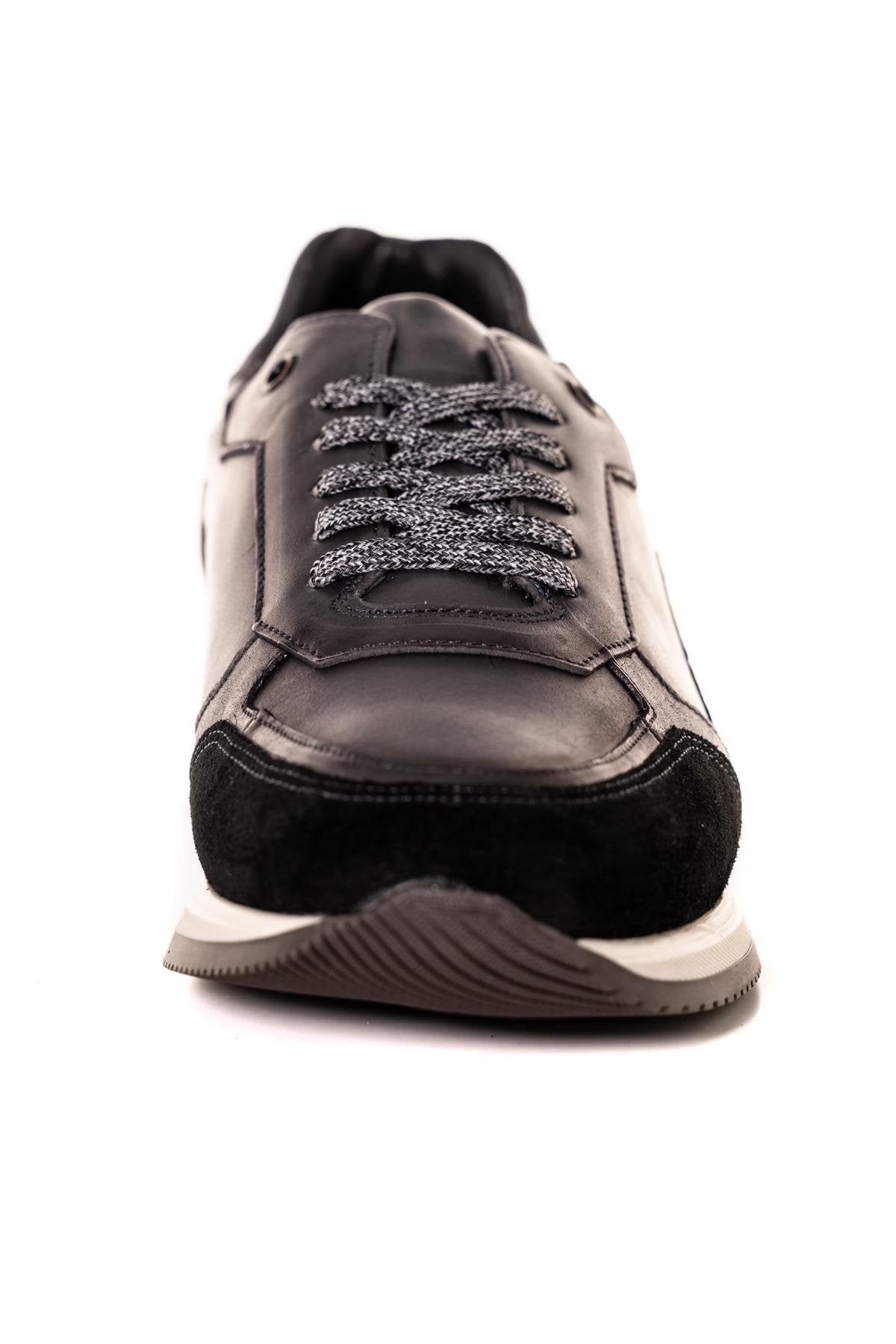 Black leather sneakers made in France - Image n°5