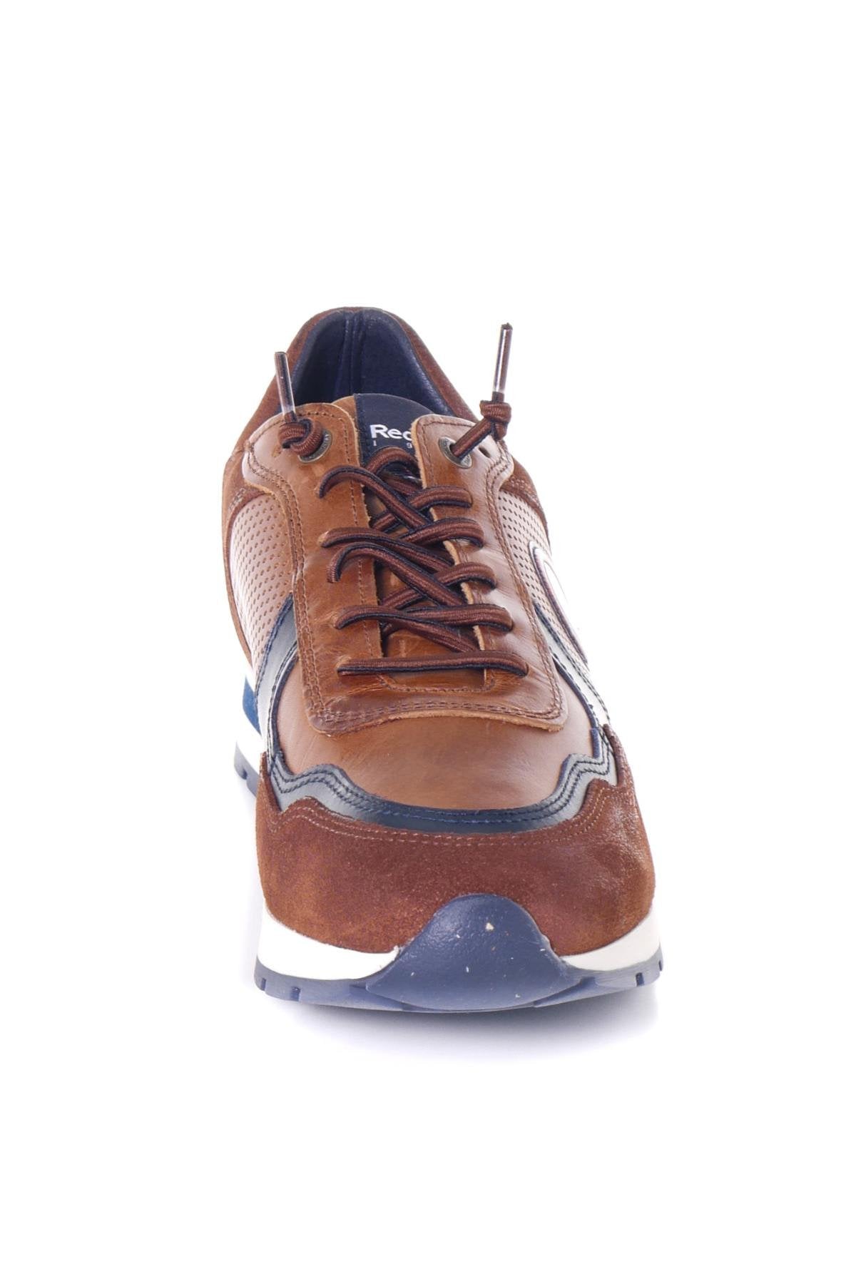 Brown and navy leather sneakers - Image n°5