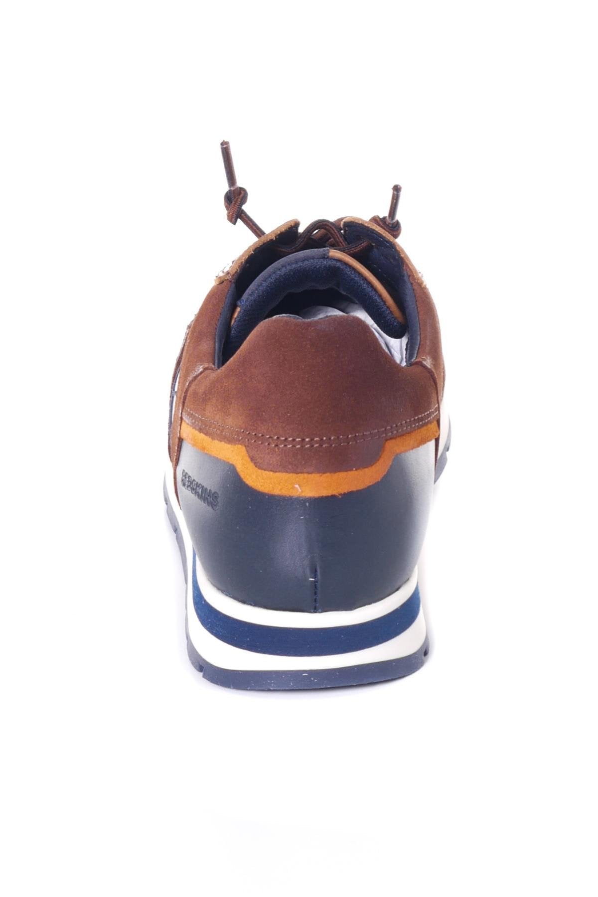 Brown and navy leather sneakers - Image n°6