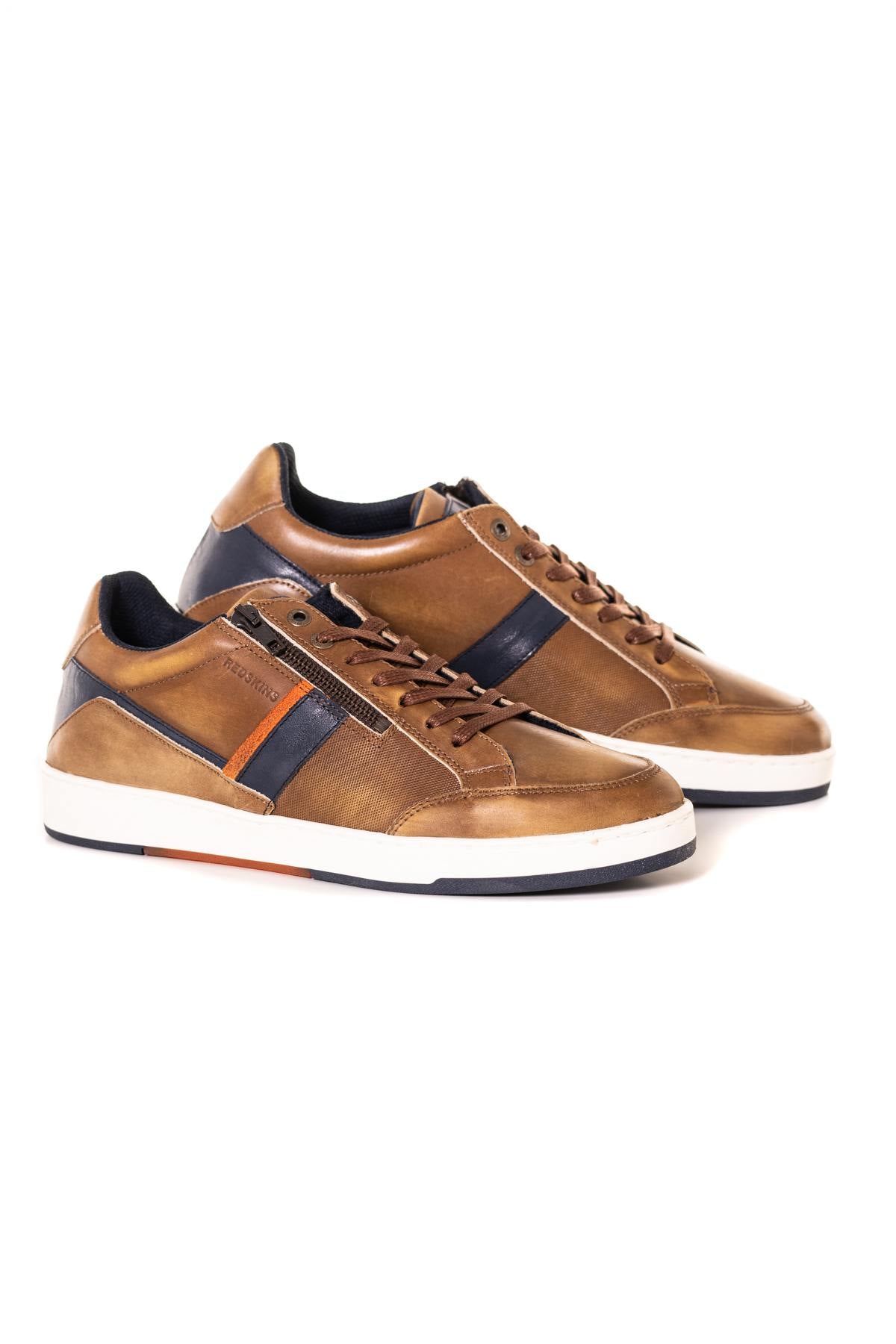 Men's navy orange sneakers - Image n°1