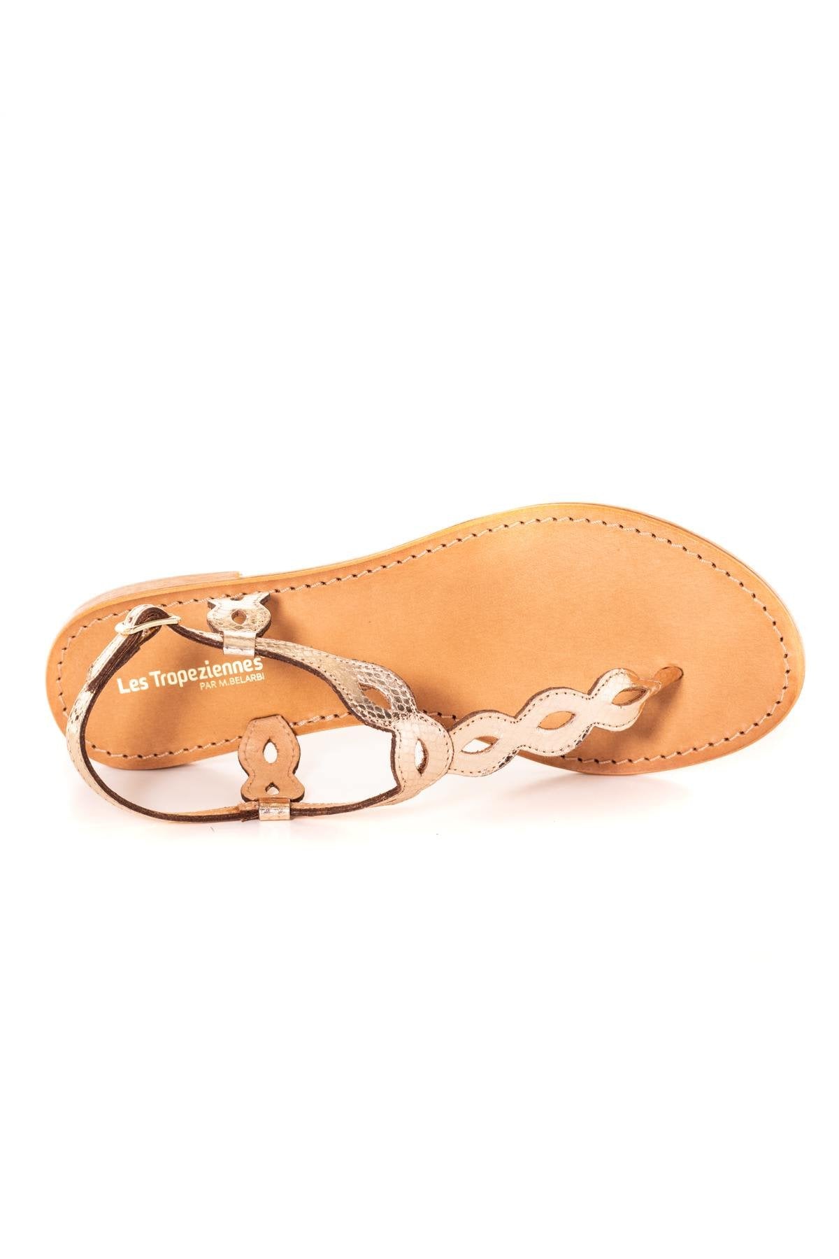 Women's gold/snake flip flops - Image n°3