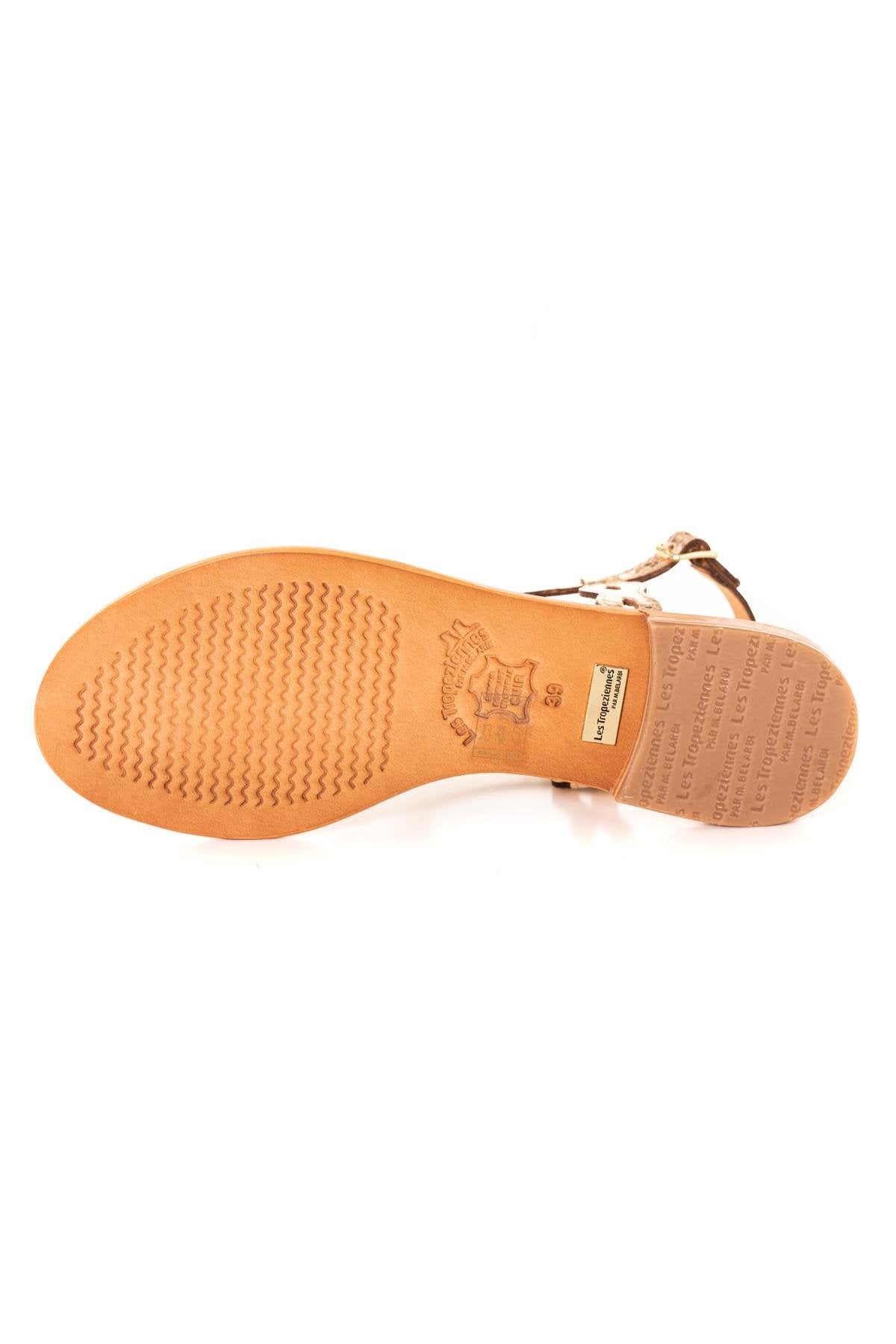 Women's gold/snake flip flops - Image n°4