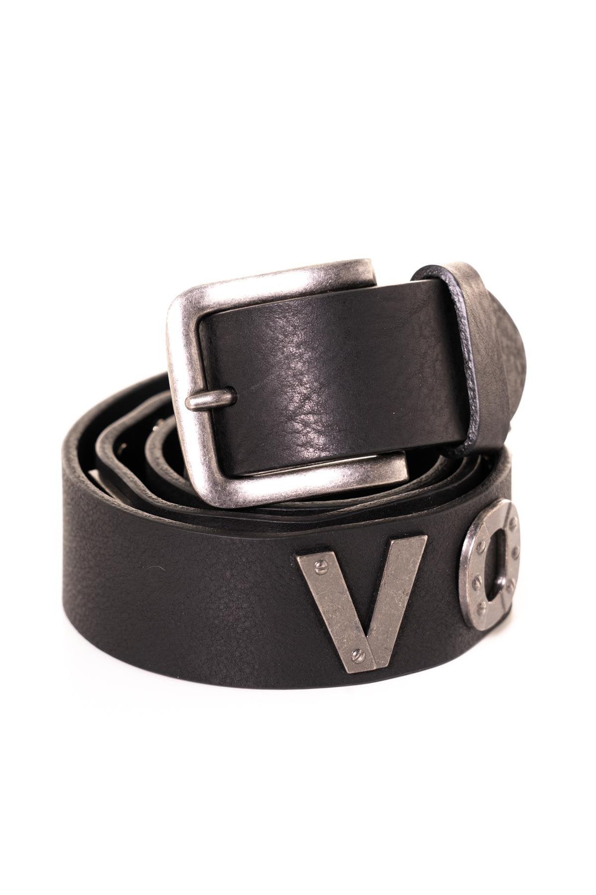 Black cowhide leather belt - Image n°1