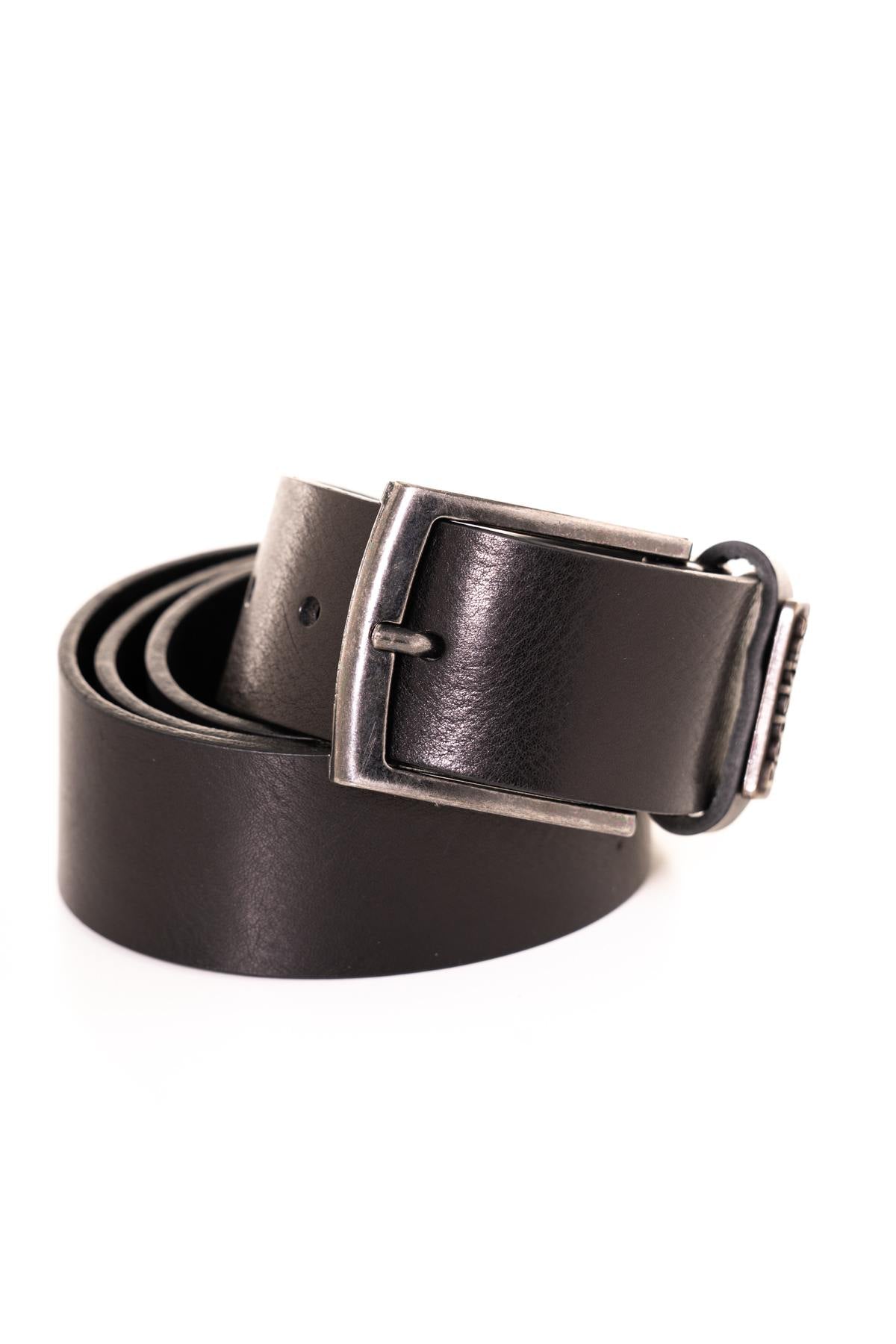 Black leather belt for men - Image n°1