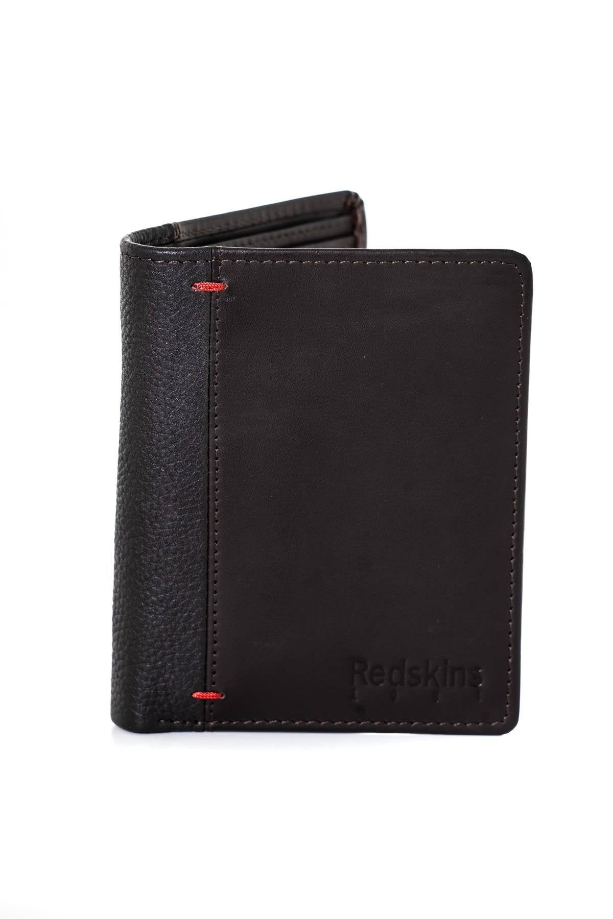 Brown leather wallet vertical format - Image n°1