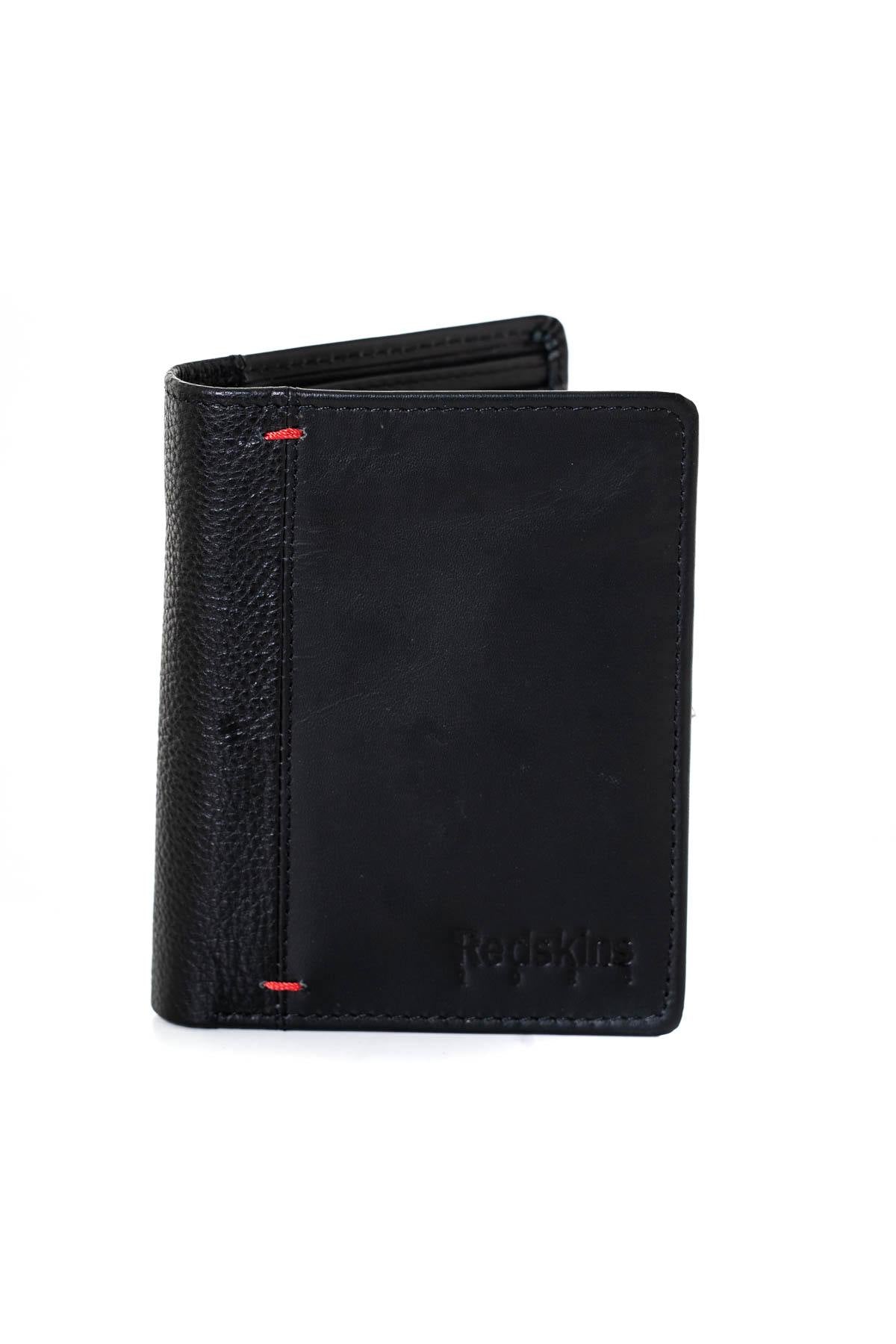 Black leather vertical wallet - Image n°1