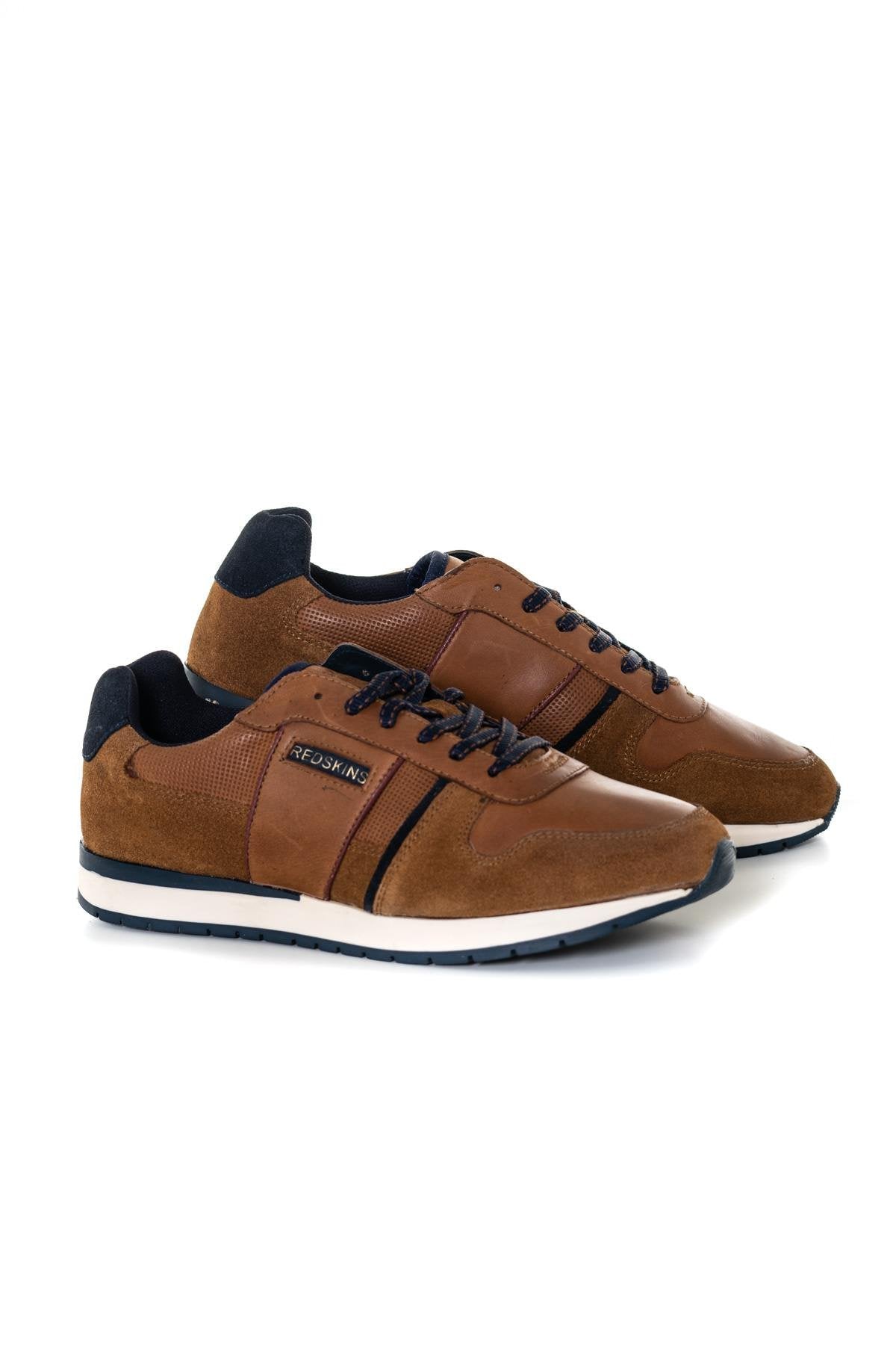 Cognac bi-material sneakers - Image n°1