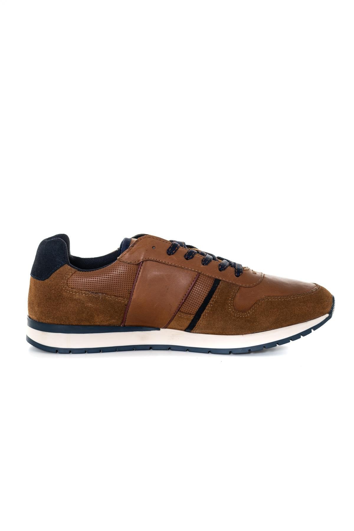 Cognac bi-material sneakers - Image n°2