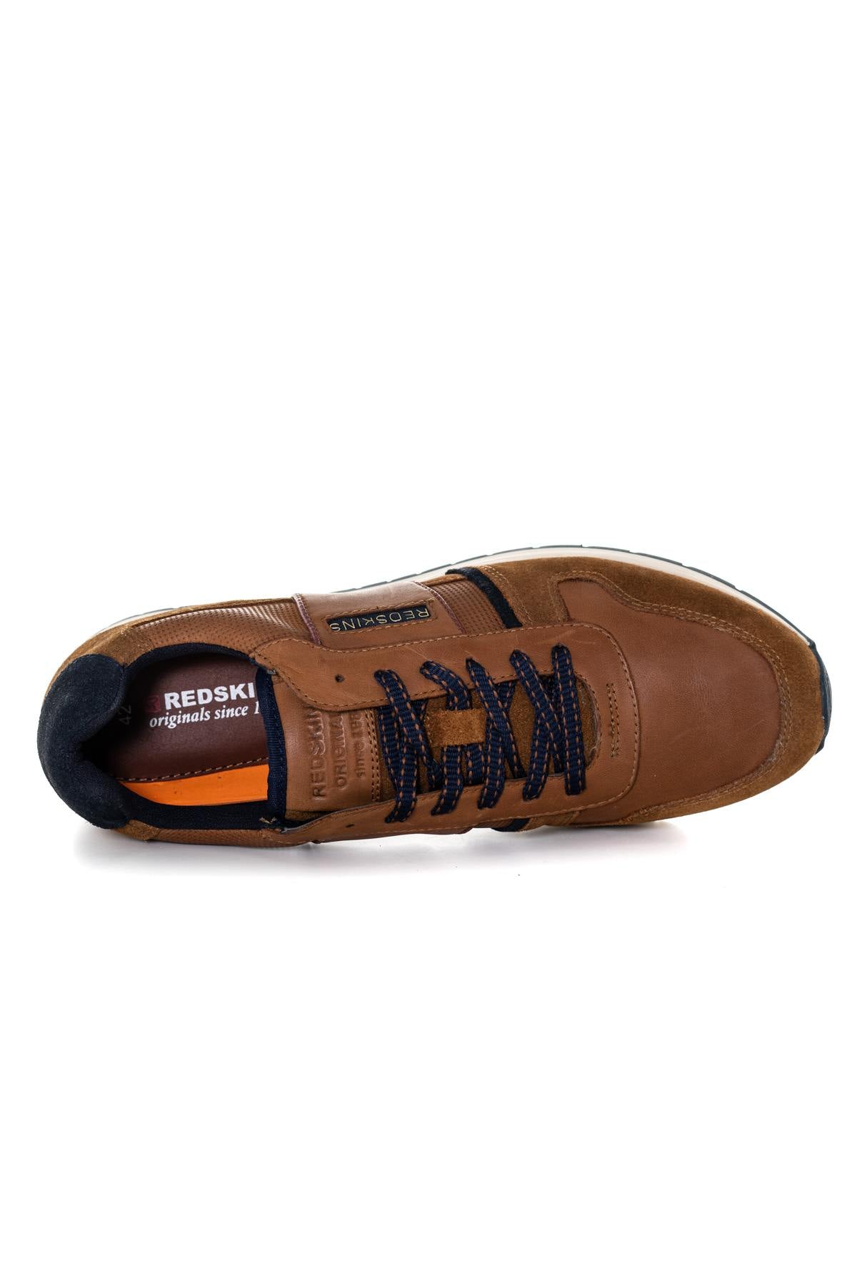 Cognac bi-material sneakers - Image n°3