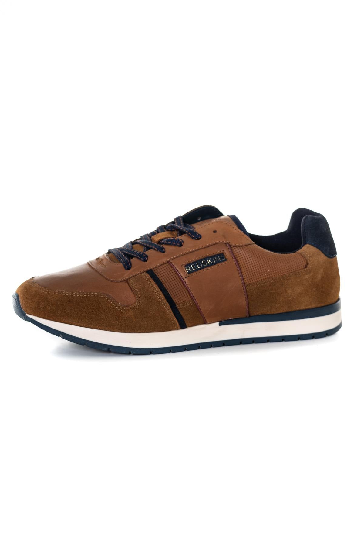 Cognac bi-material sneakers - Image n°7