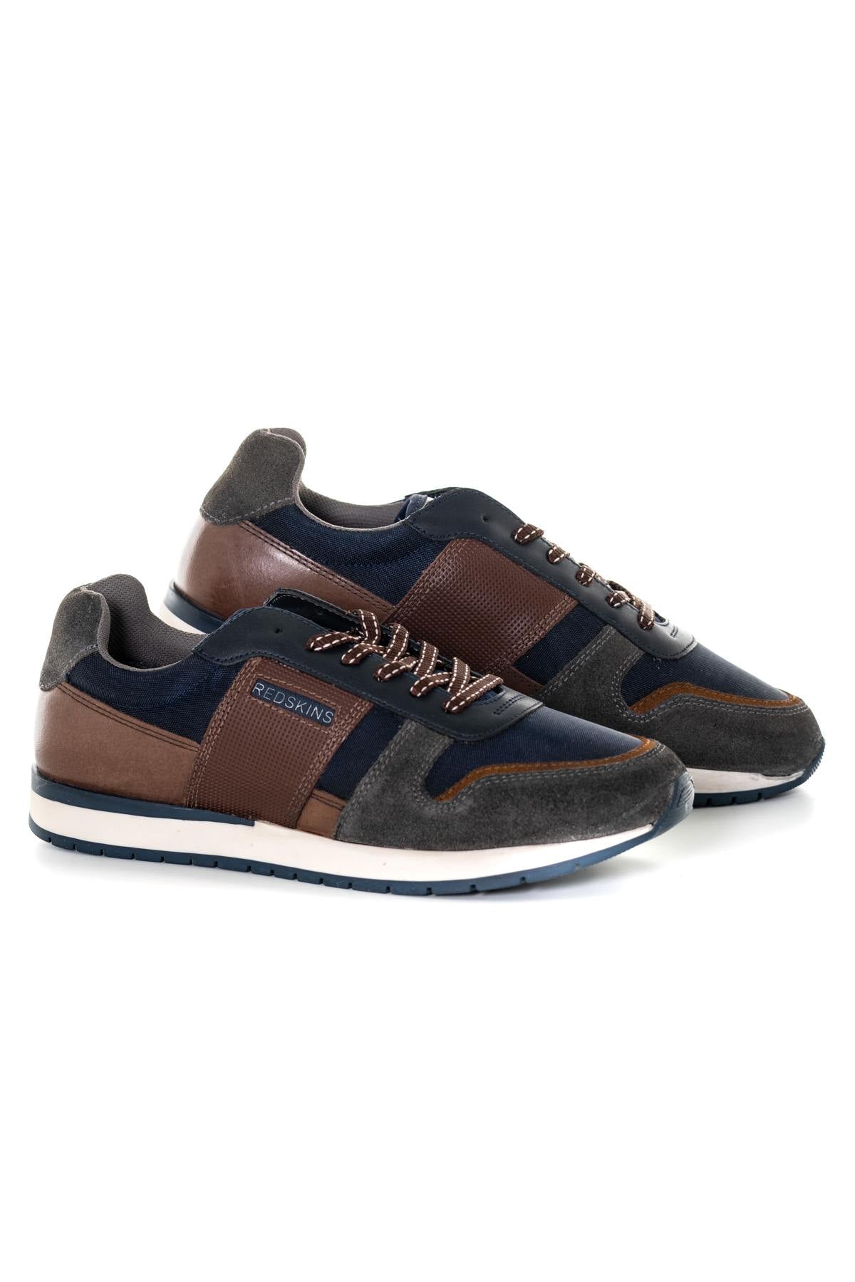 Men's blue, gray and brown sneakers - Image n°1