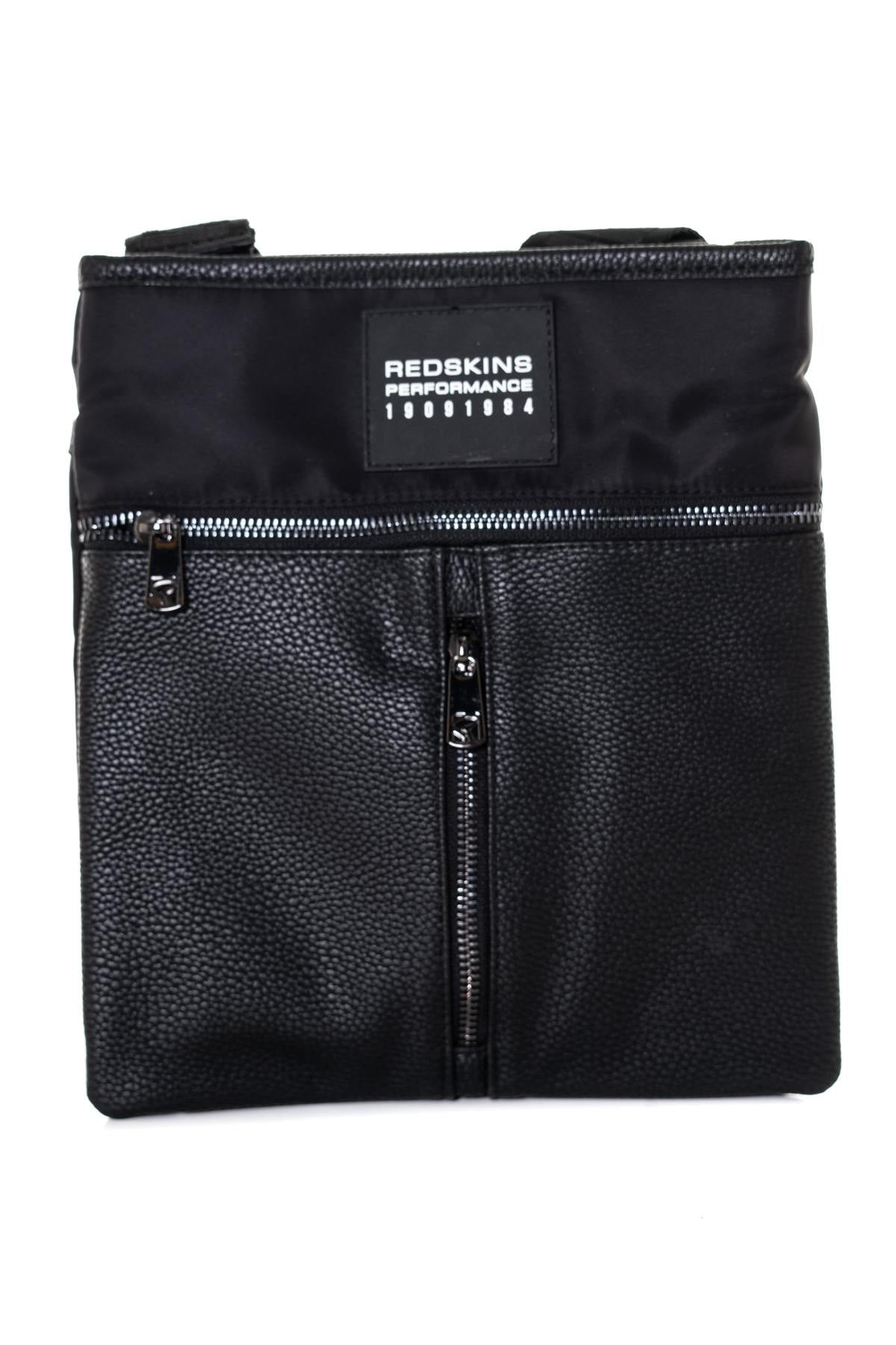 Black leather and textile bag - Image n°1