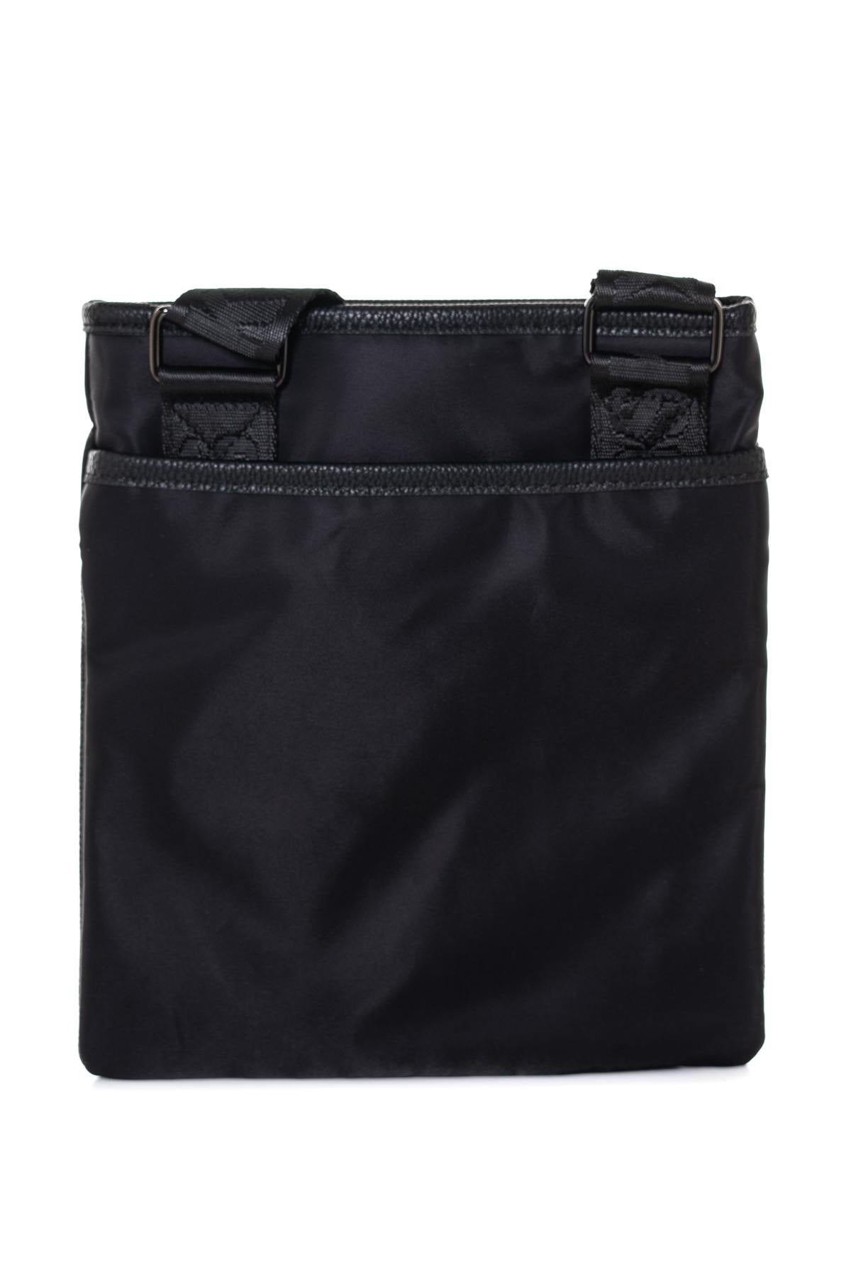 Black leather and textile bag - Image n°2