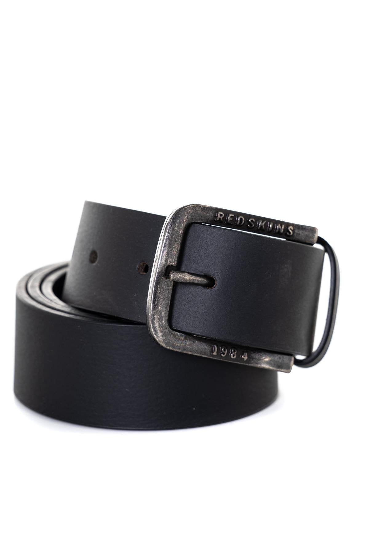 Black genuine leather belt - Image n°1