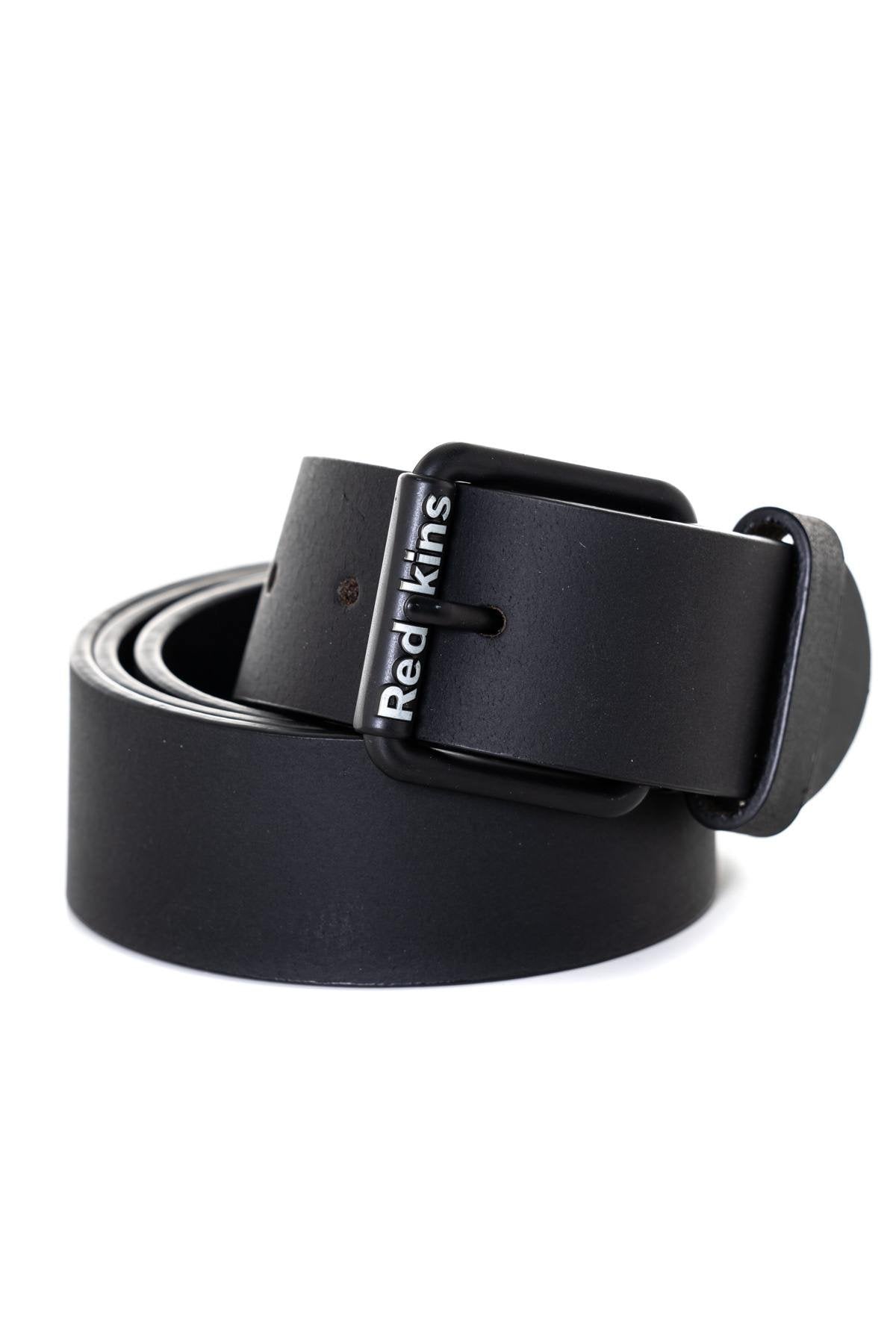 Black leather belt with buckle - Image n°1