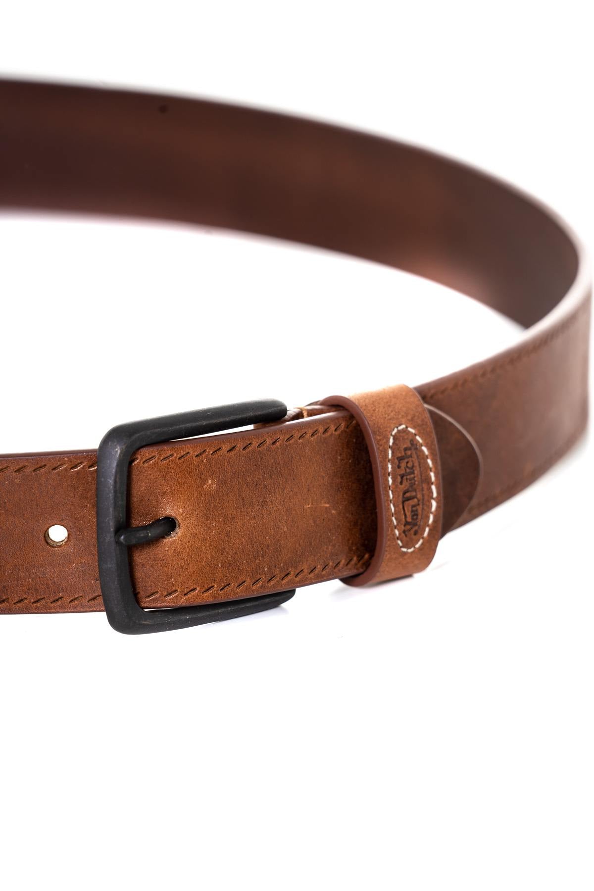 Men's belt in vintage cognac leather - Image n°2