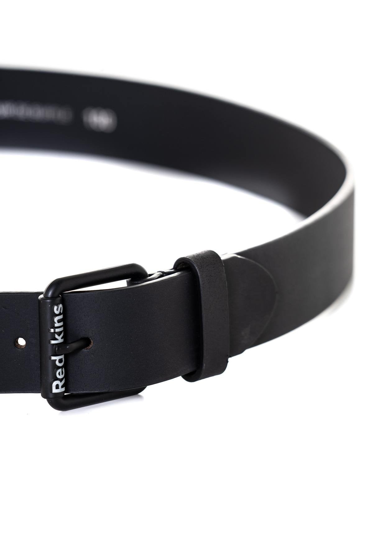 Black leather belt with buckle - Image n°2