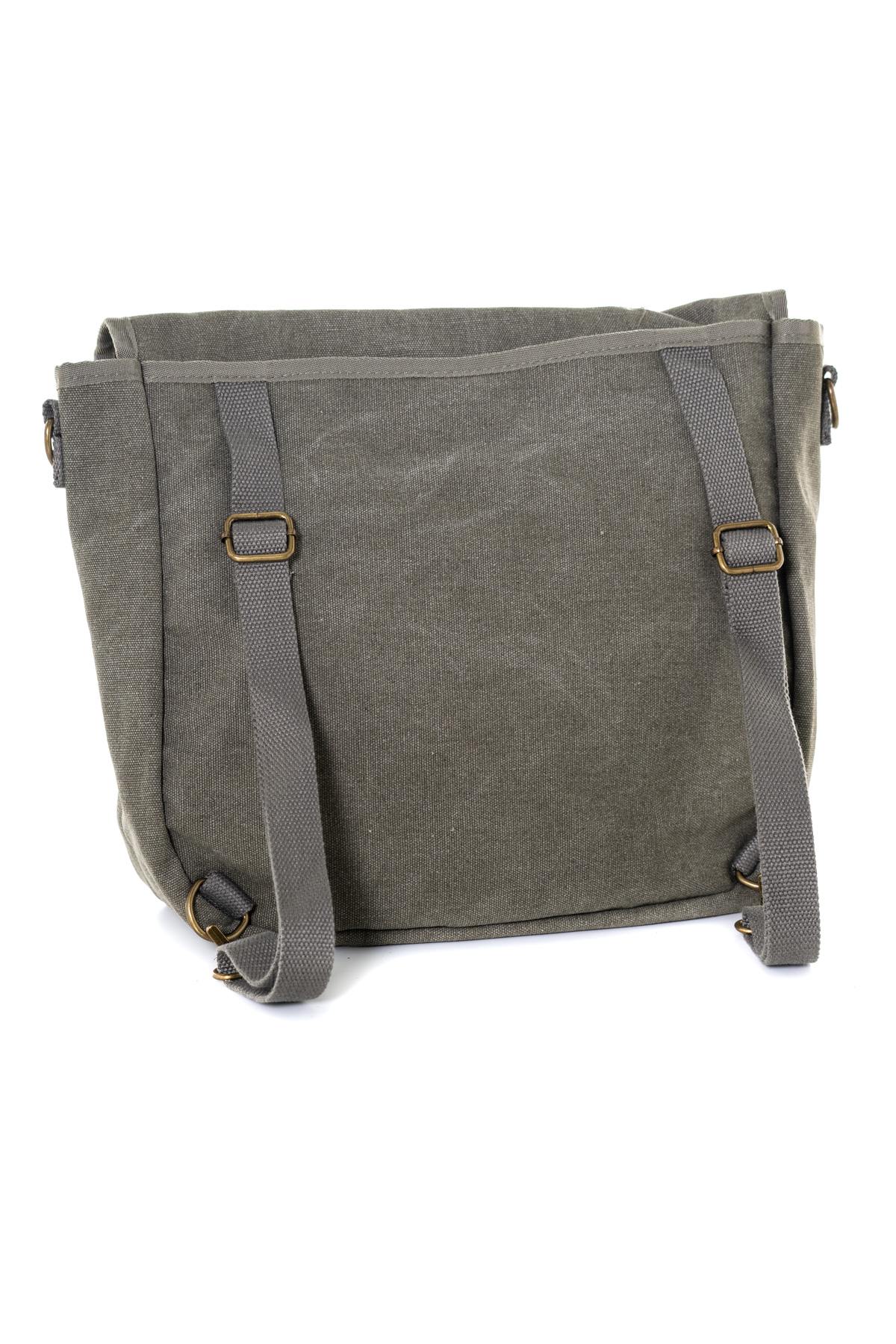 Khaki satchel bag with biker patches - Image n°2