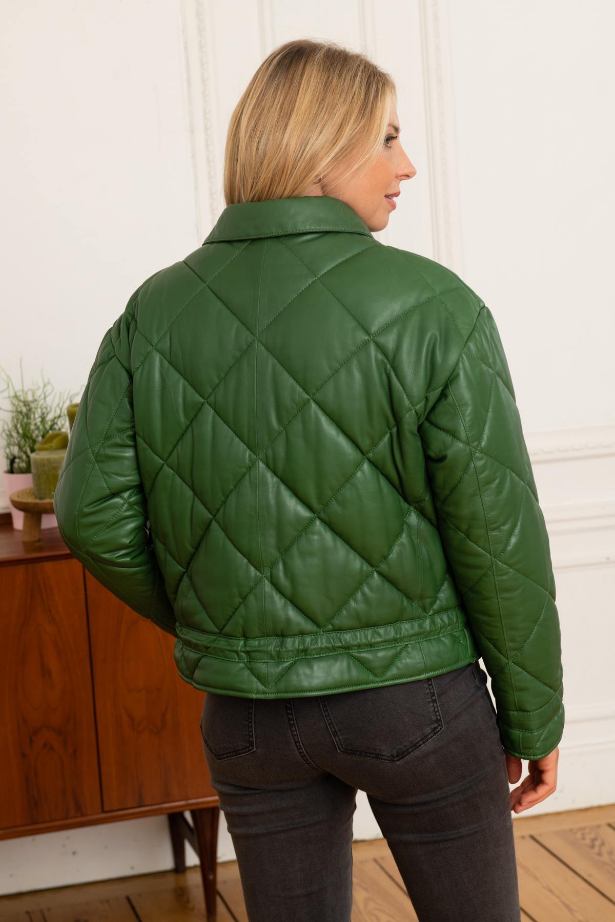 Emerald quilted leather jacket - Image n°5