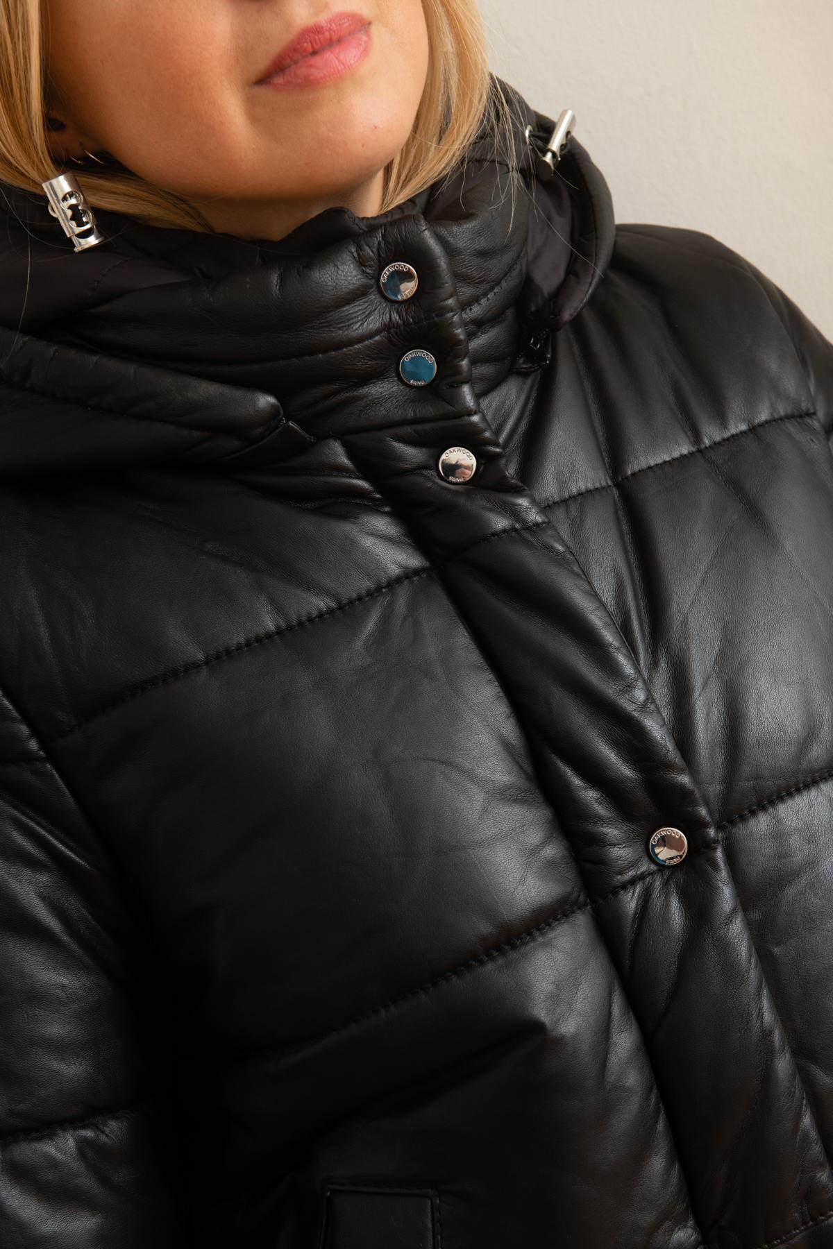 Black leather quilted coat - Image n°6