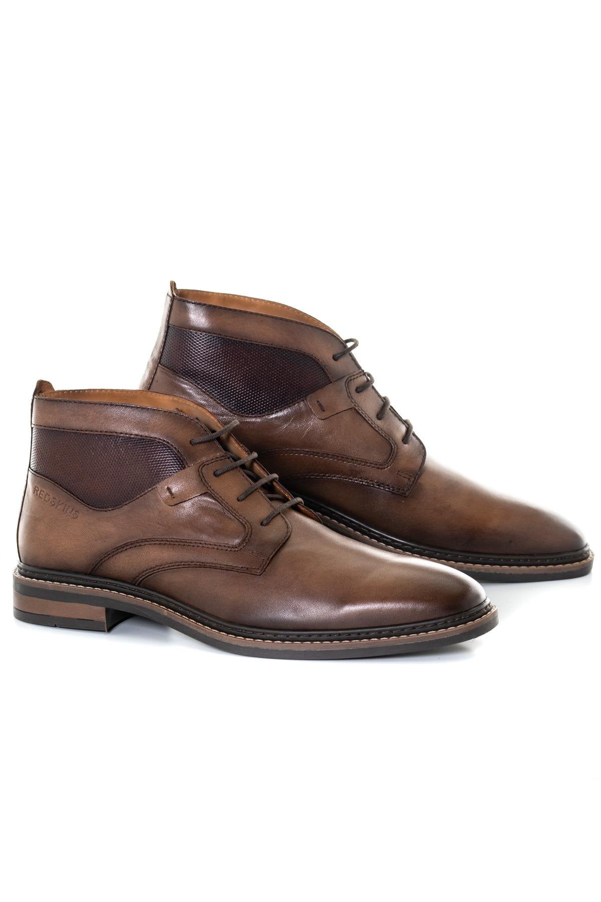 Cognac leather mid-cut shoes - Image n°3