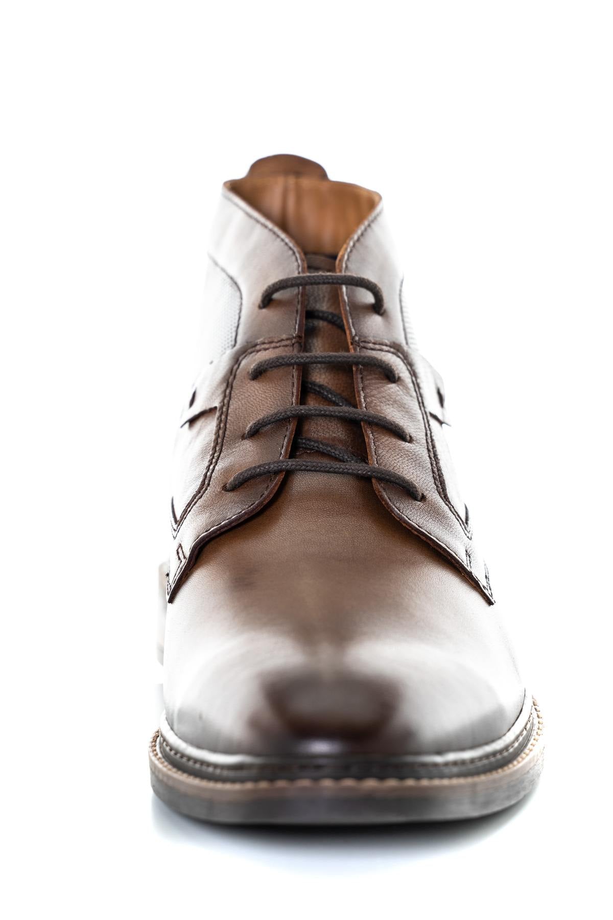 Cognac leather mid-cut shoes - Image n°7