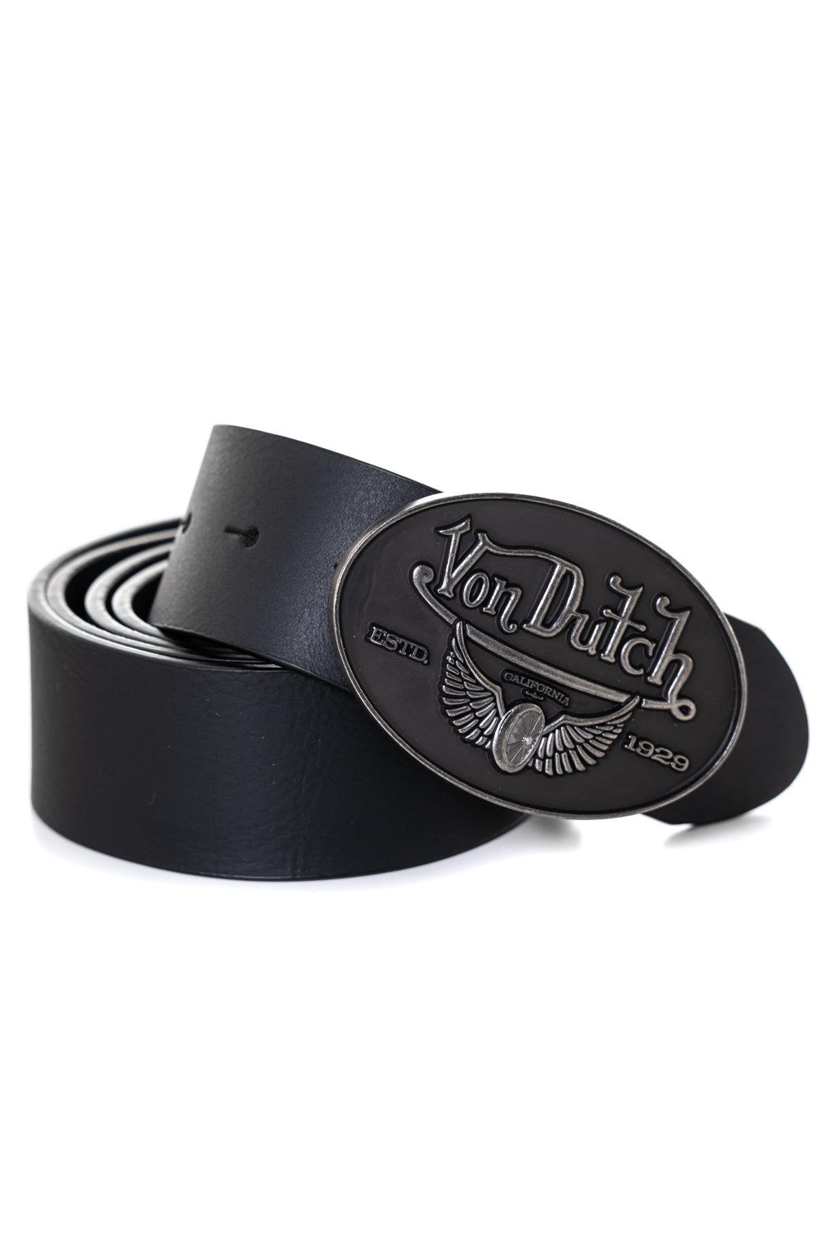 Belt pack with 2 buckles in black cowhide leather - Image n°2