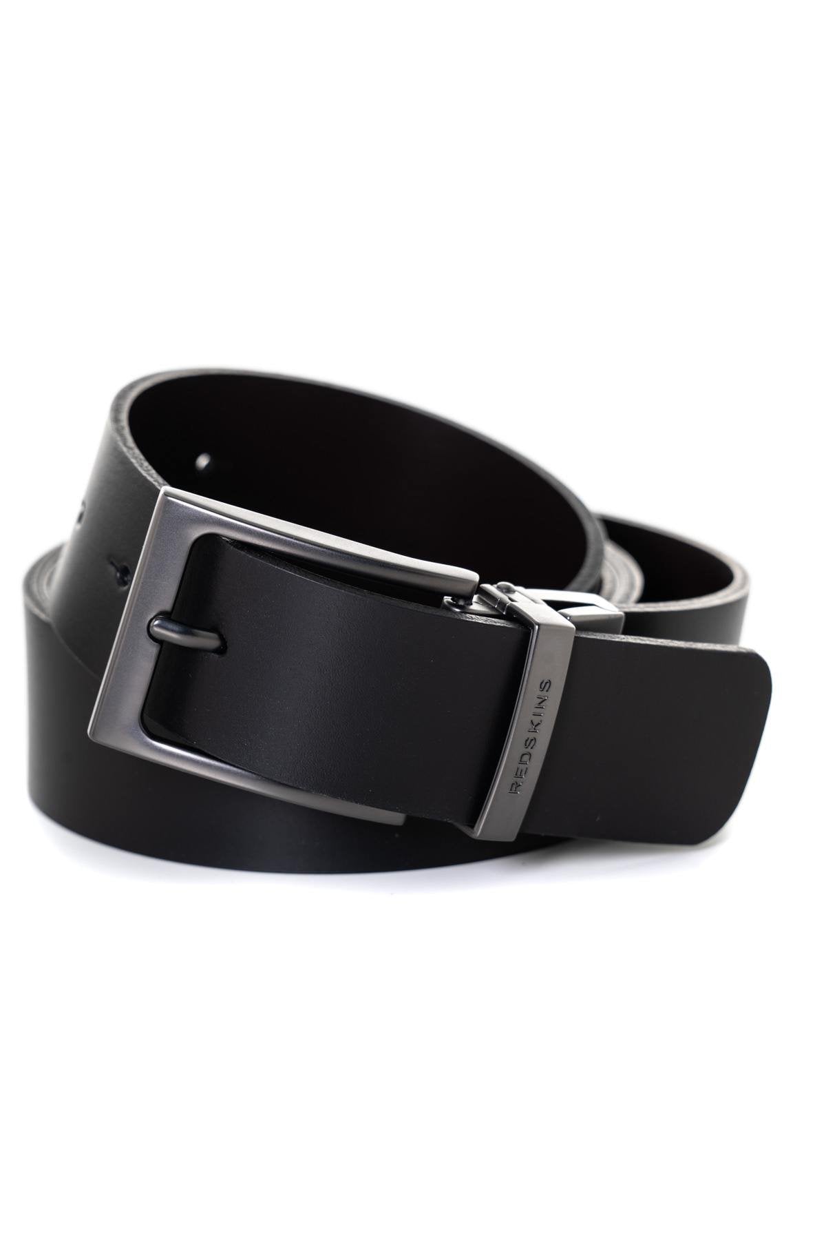 Black cowhide leather belt - Image n°1