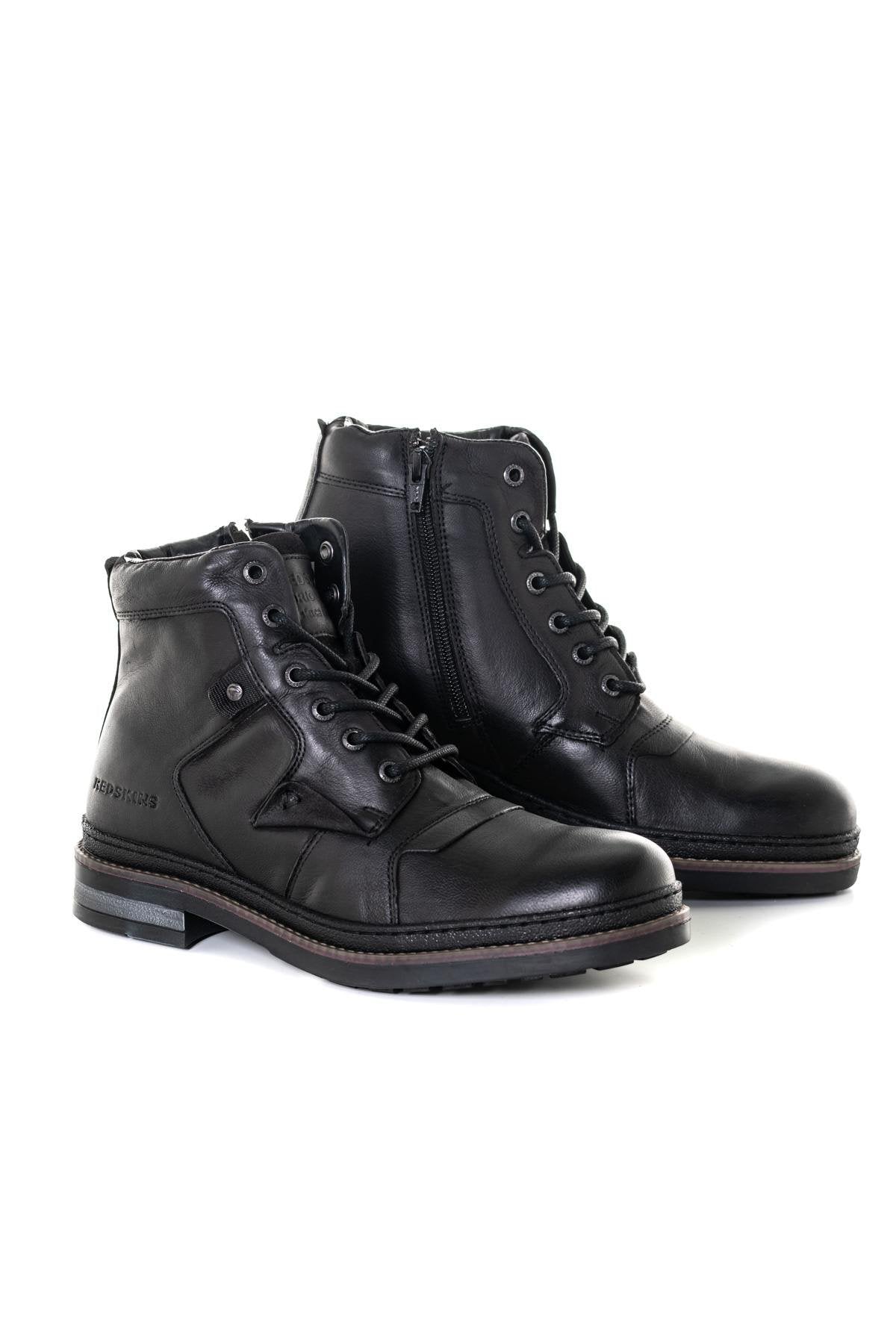 Men's black leather ankle boots - Image n°1