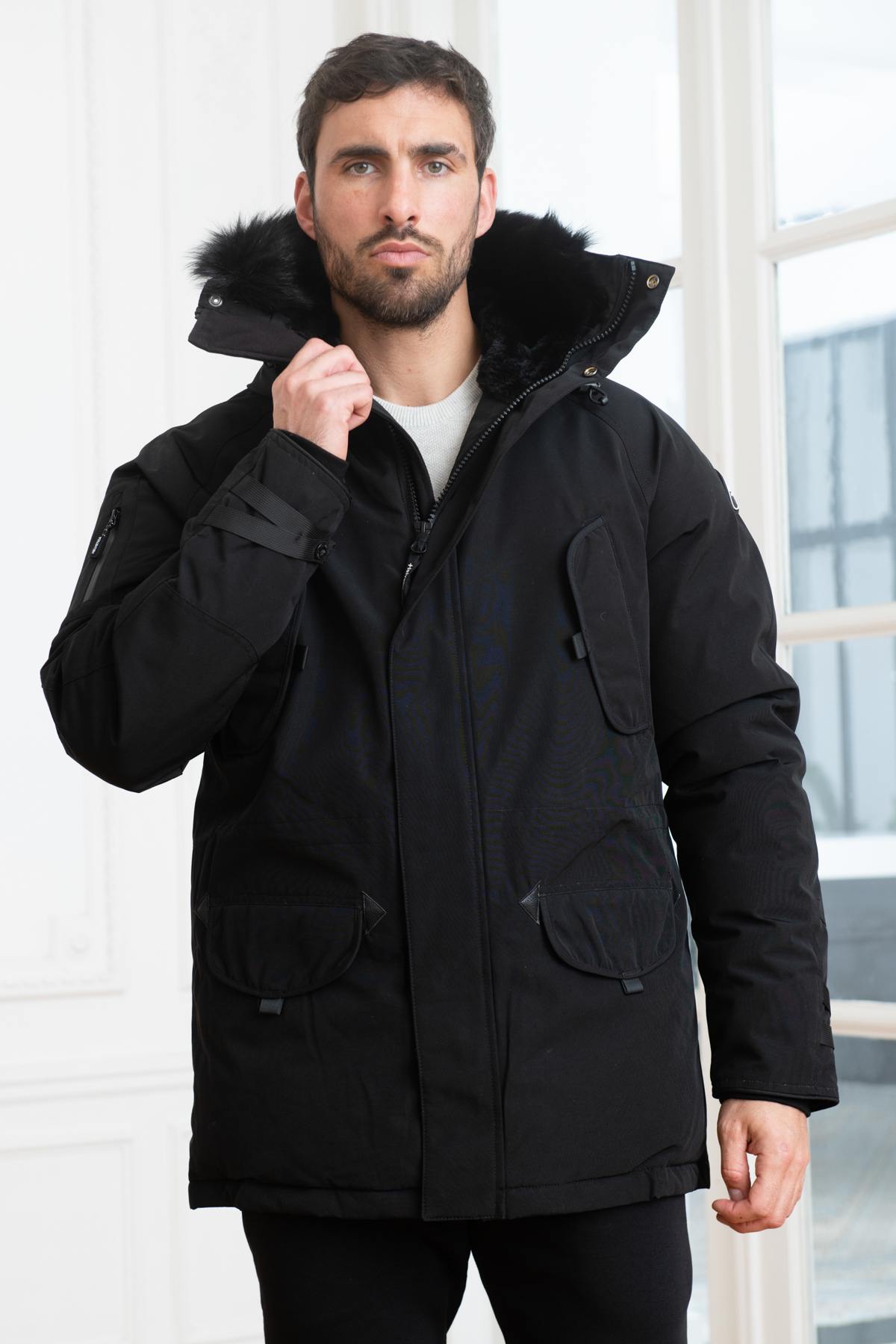 Parka with black fur collar - Image n°4