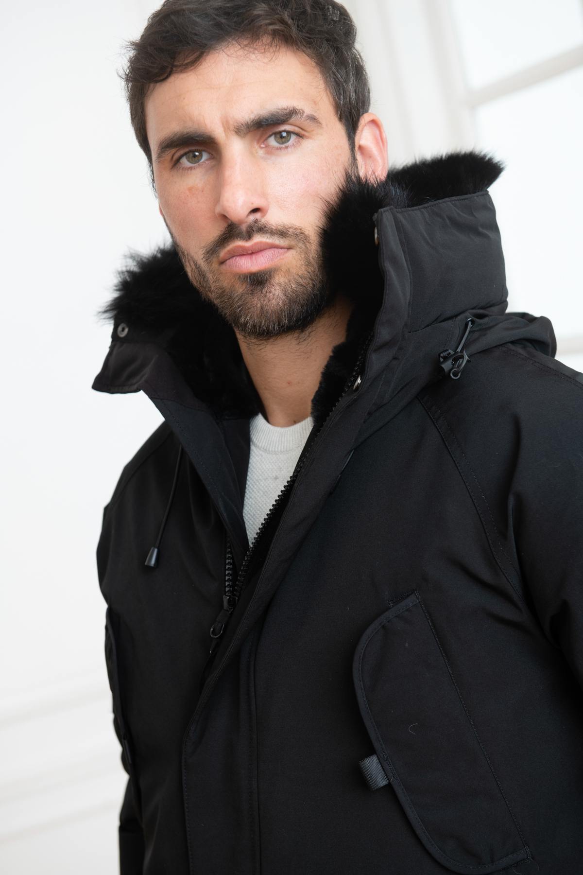 Parka with black fur collar - Image n°7