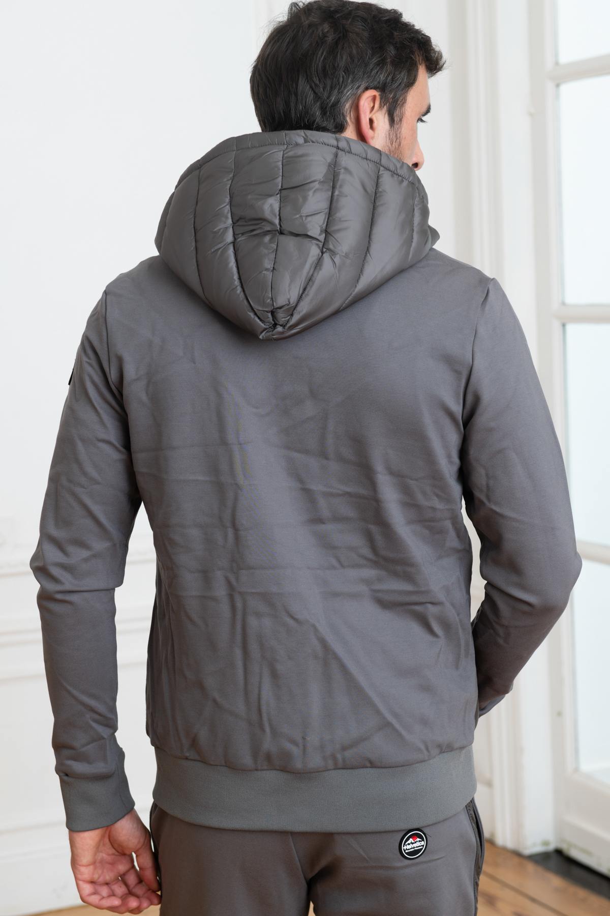 Gray sportswear quilted jacket - Image n°4