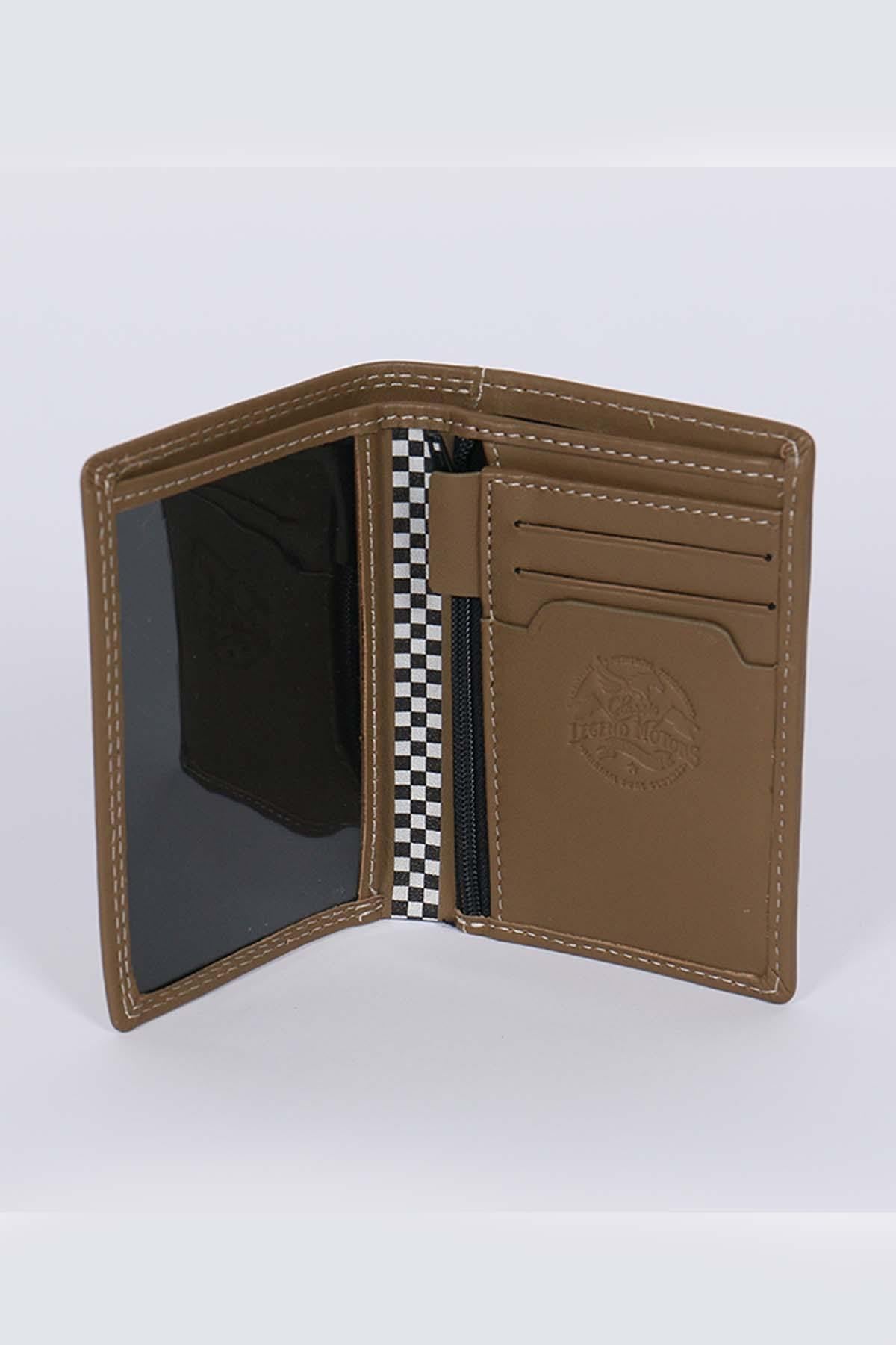 Khaki cowhide leather wallet - Image n°2