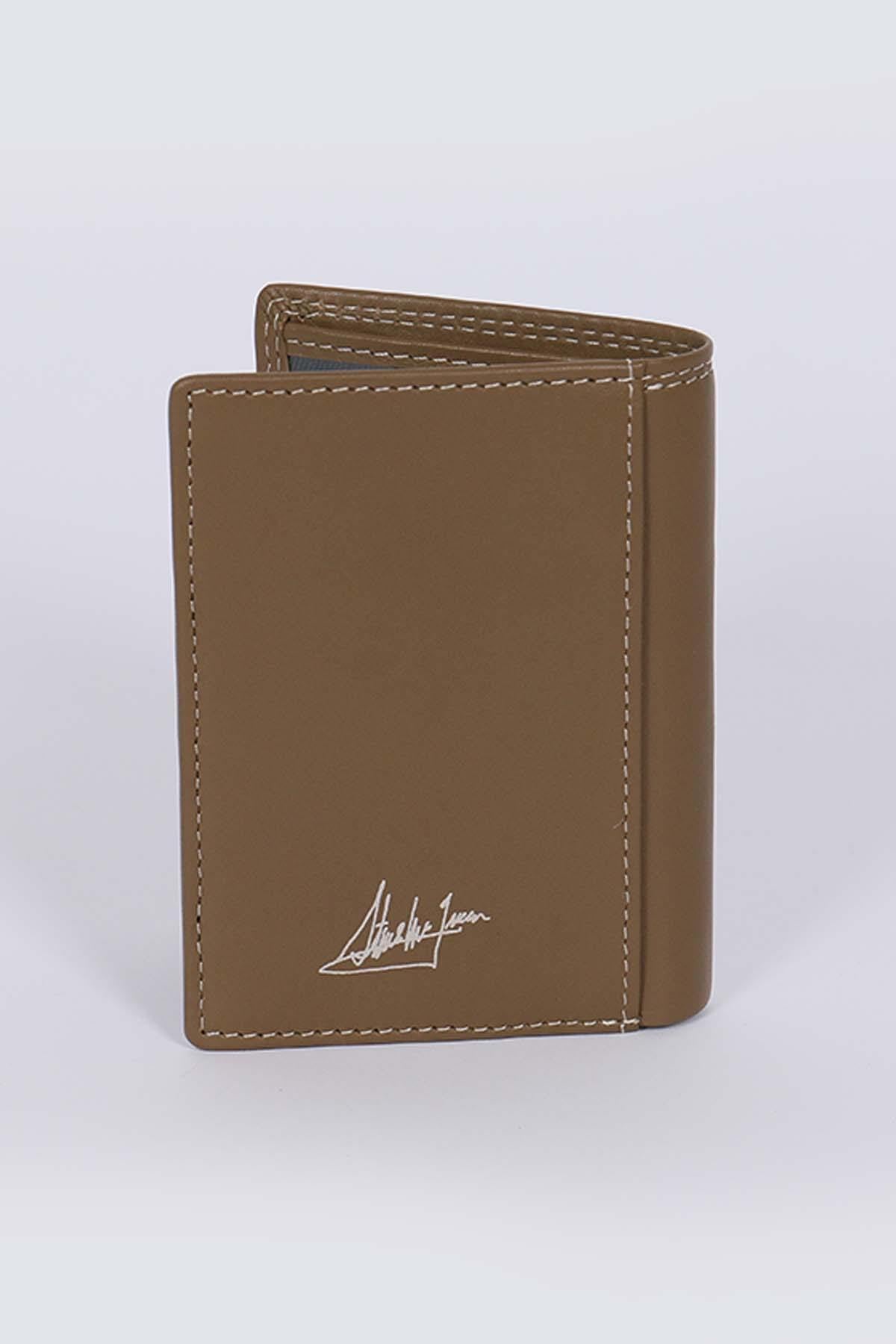 Khaki cowhide leather wallet - Image n°3