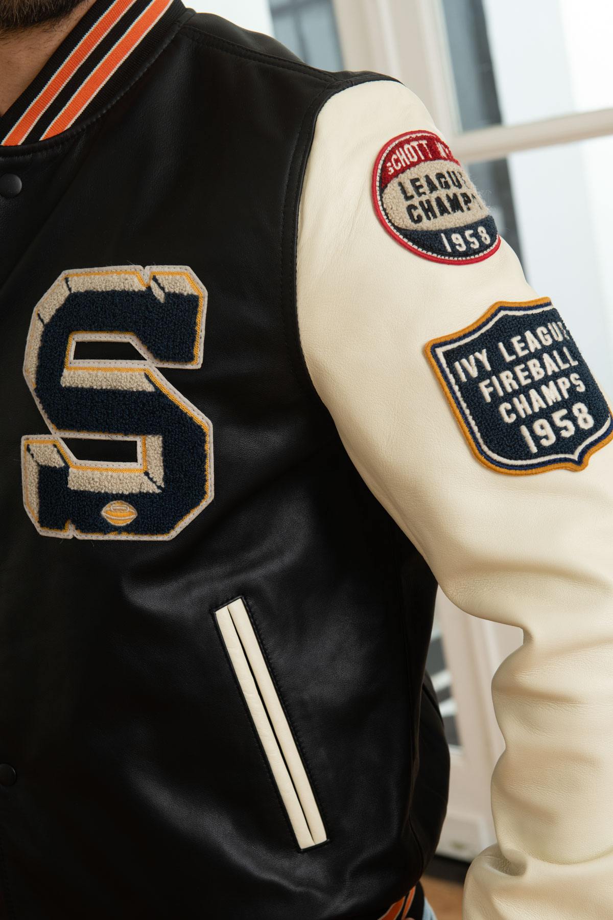 Black and ecru American varsity jacket - Image n°6