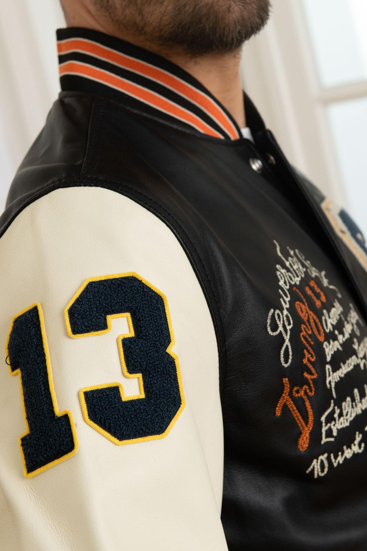 Black and ecru American varsity jacket - Image n°7