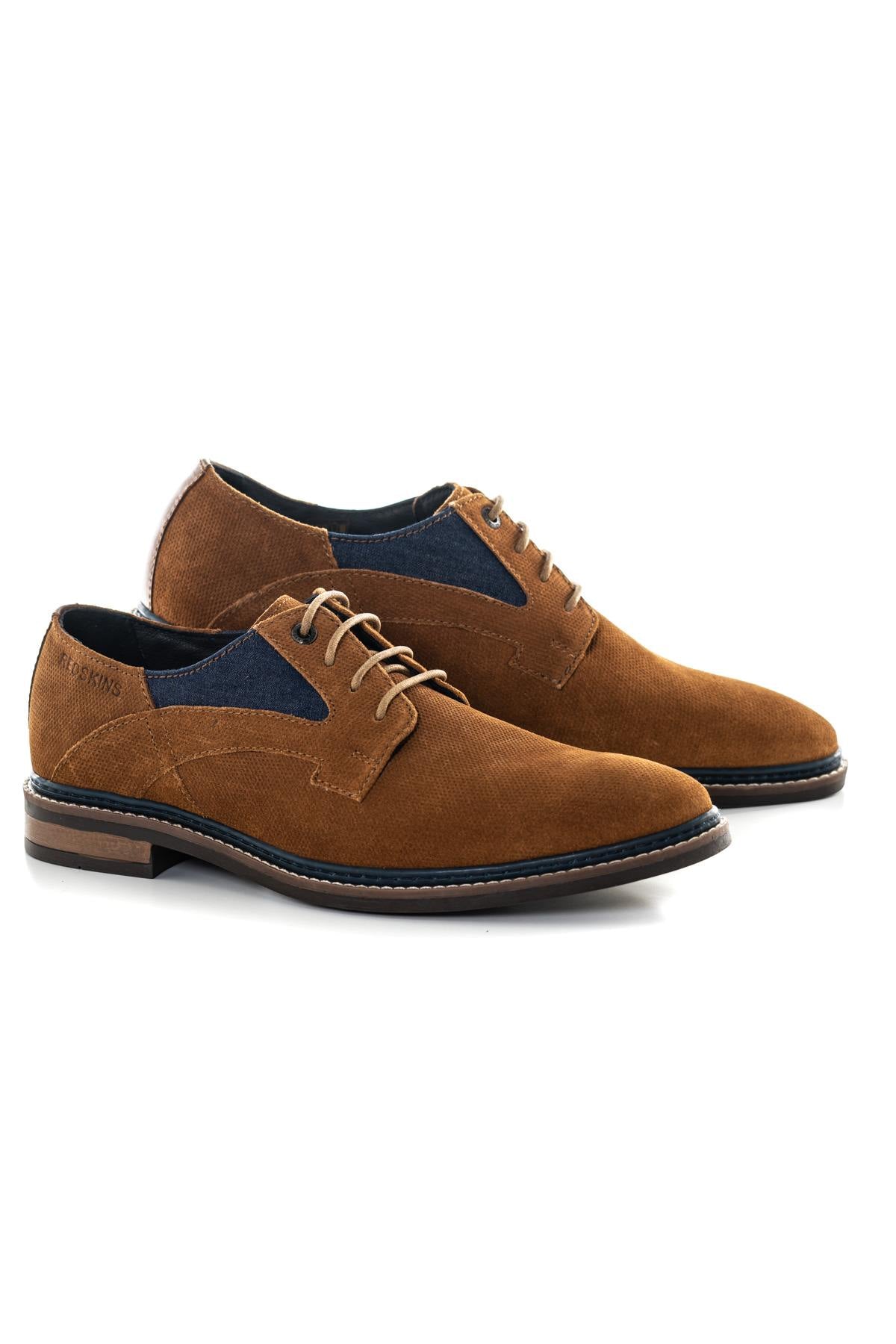 Navy cognac textile shoes - Image n°1