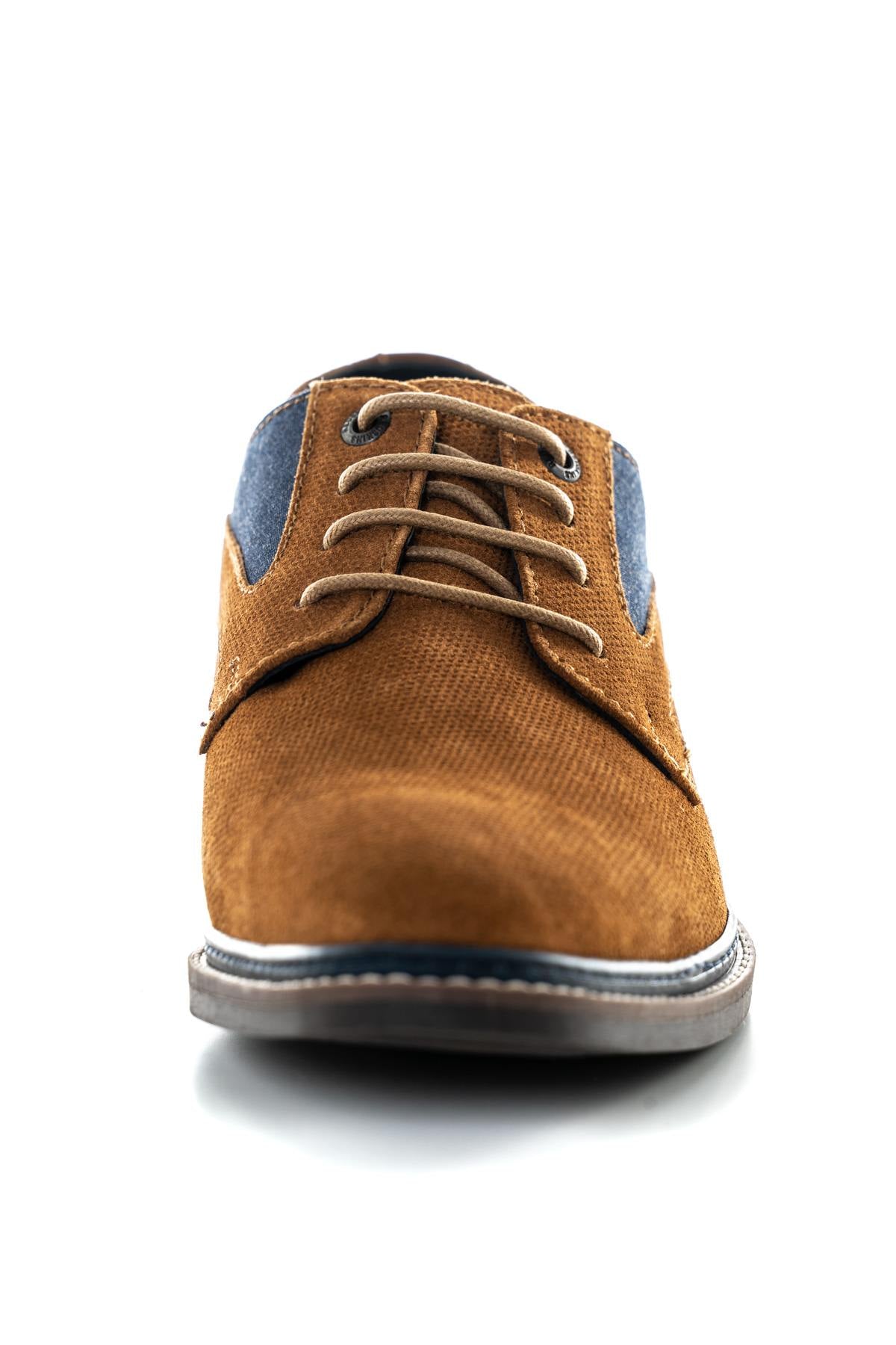 Navy cognac textile shoes - Image n°5