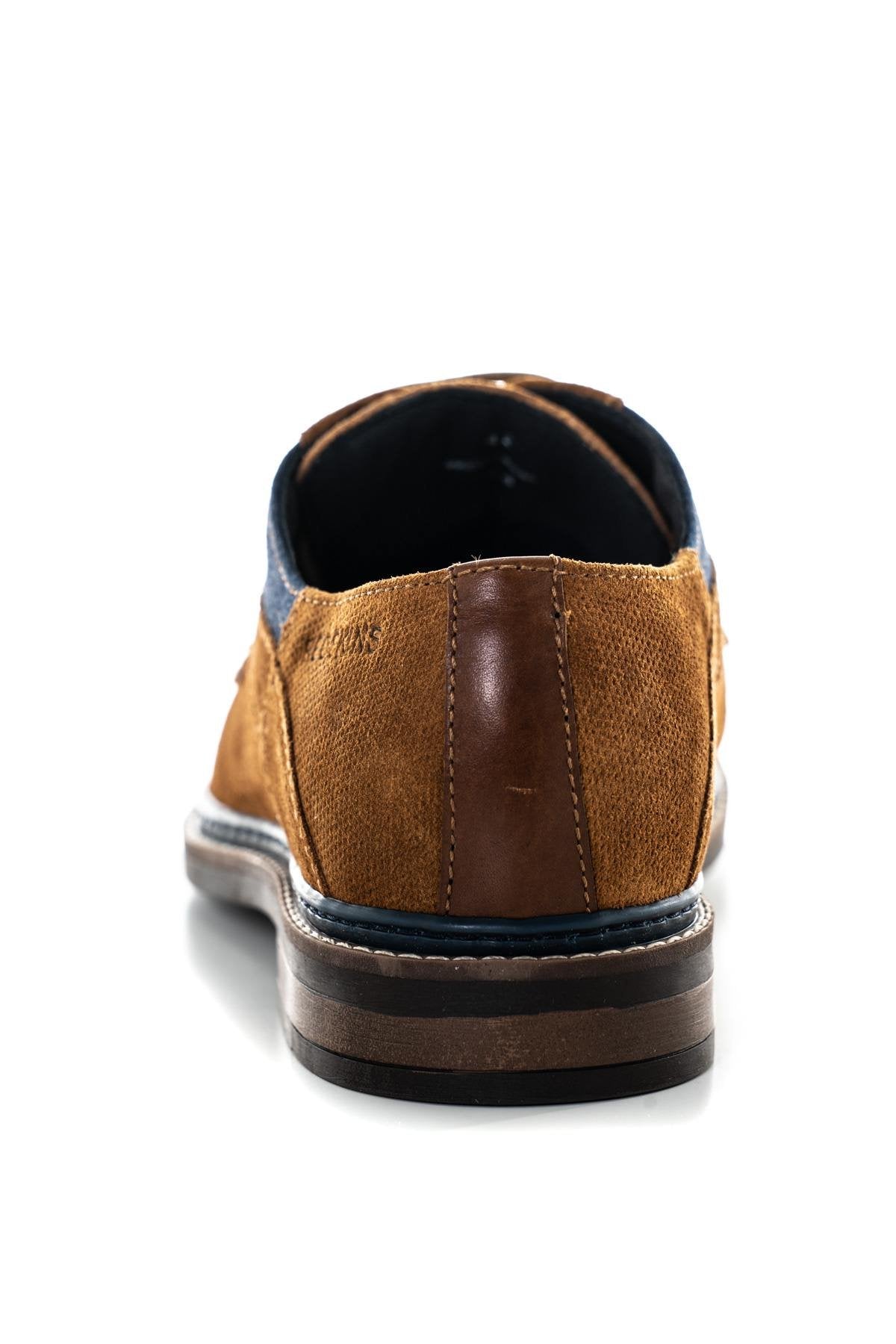 Navy cognac textile shoes - Image n°6